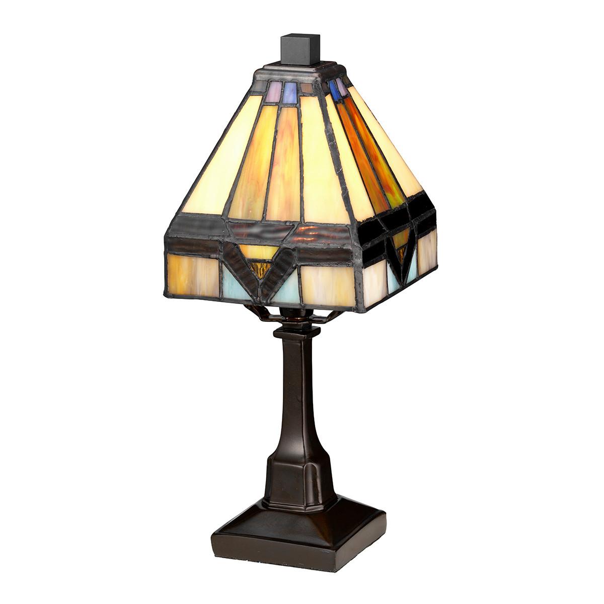 Asztali Lámpa Qz-Holmes-Tl Tiffany - bronzszínű, Natur, üveg/fém (12.5/30.5/12.5cm) - Elstead Lighting