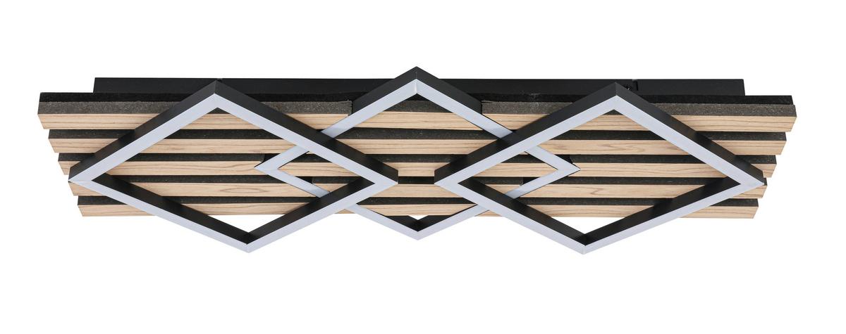 LAMPA SUFITOWA LED CORBY *SBN* - kolor dębowy/czarny, Basics, materiał drewnopochodny/tworzywo sztuczne (63/29/7,5cm) - Novel