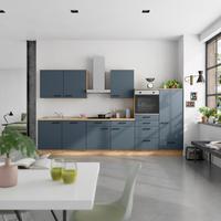Küchenblock Easytouch Low m. Geräten Blau - Blau/Eichefarben, MODERN, Holzwerkstoff/Metall (360cm) - Nobilia