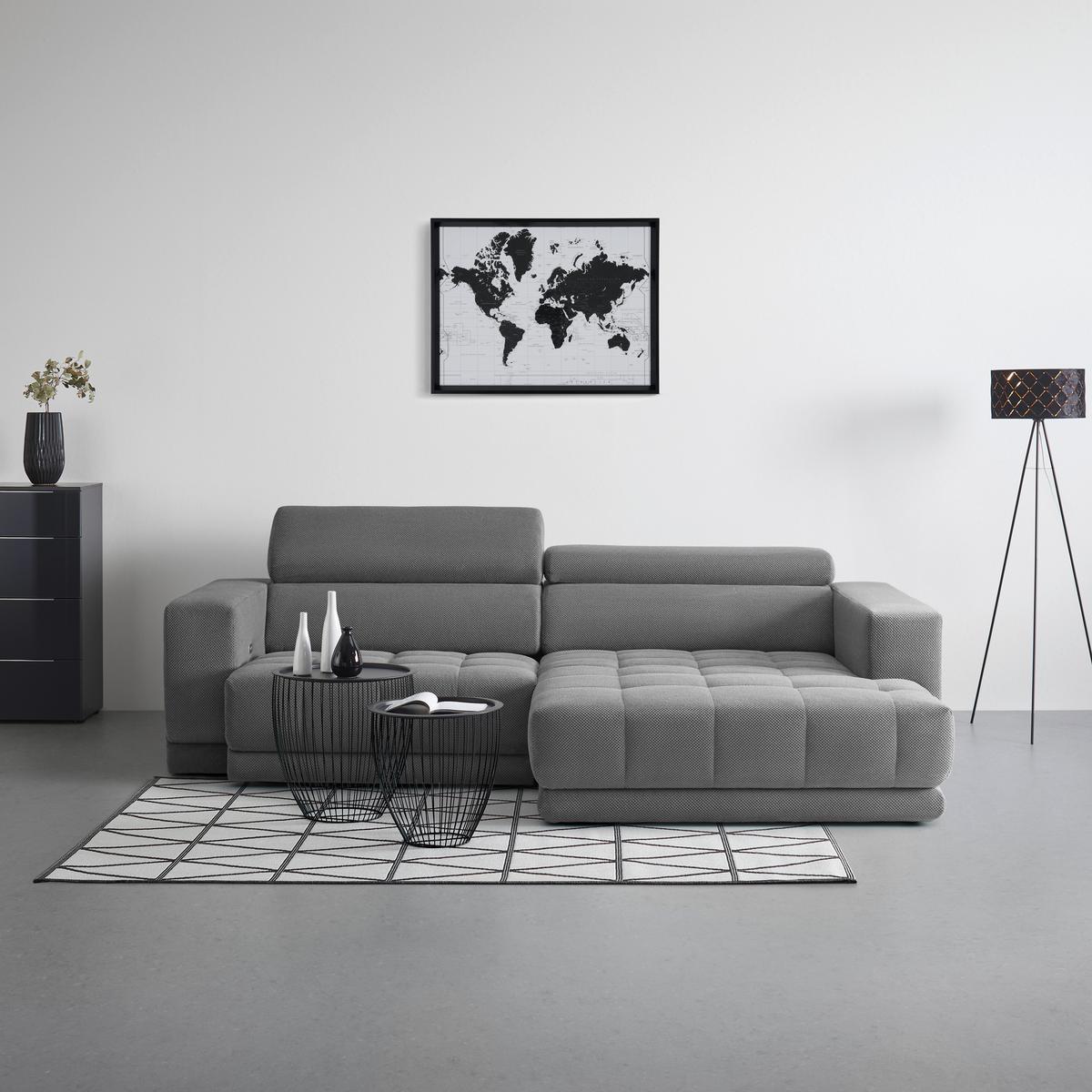 Kutna Garnitura Portland - siva/crna, Moderno, tekstil/plastika (275/78-98/197cm) - Premium Living