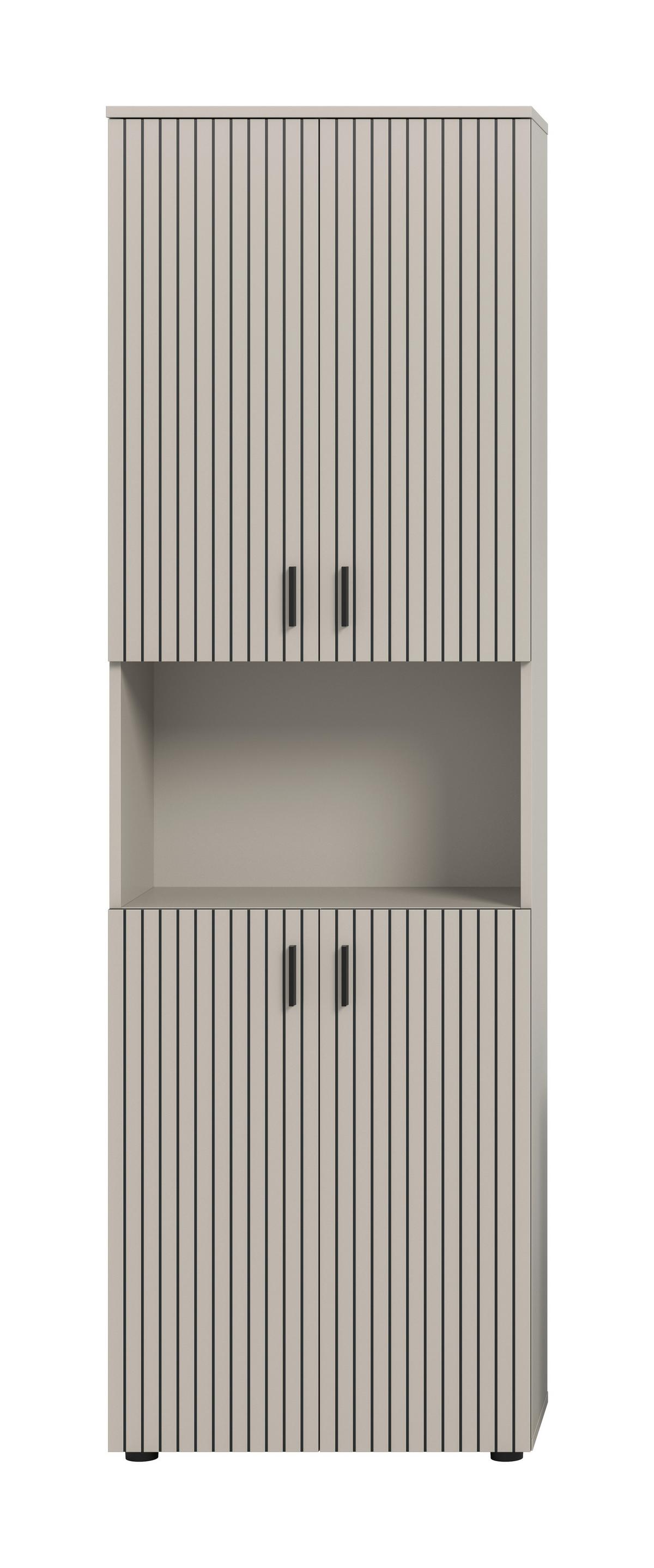 Hochschrank Mone Kaschmir - Kaschmir/Schwarz, Trend, Holzwerkstoff/Kunststoff (60/192/30cm) - MID.YOU