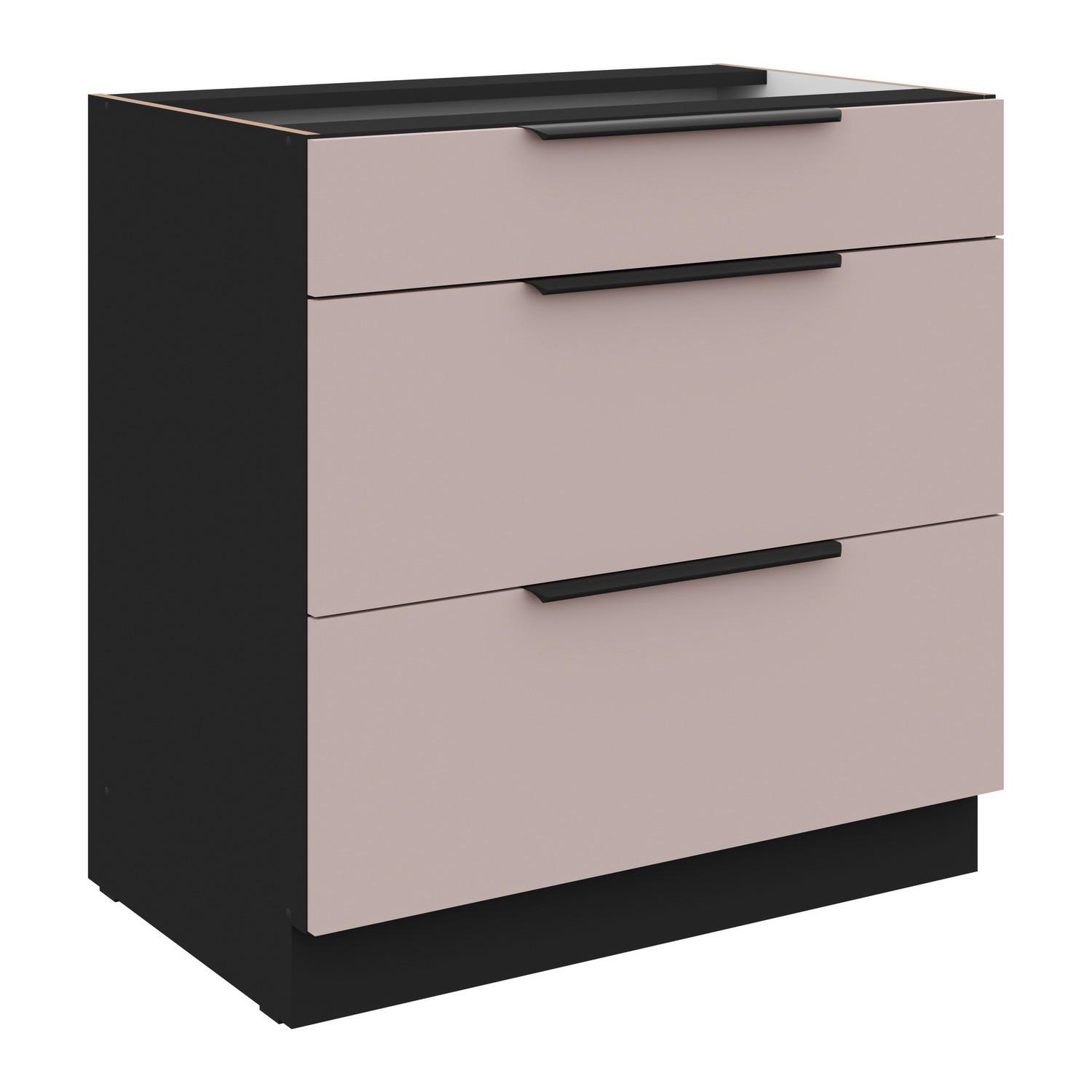 Baza 80 3 Ladice Arona - bijela/bež, Moderno, drvni materijal/metal (80/82/52cm)