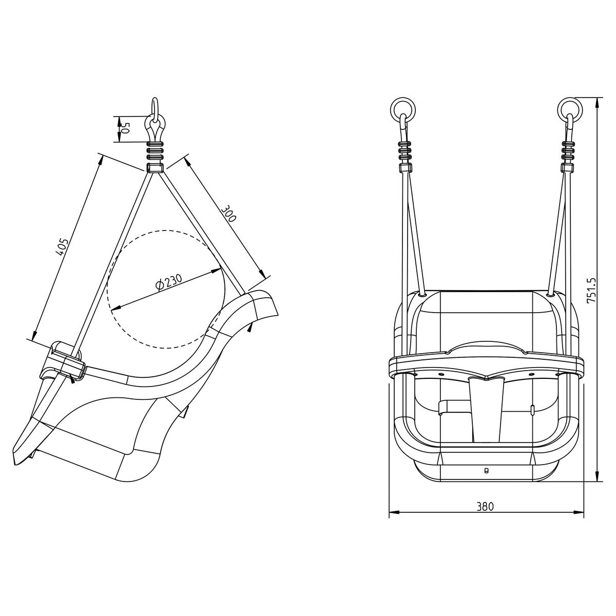 Schaukel Grau/Weiß - Weiß/Grau, KONVENTIONELL, Holz/Kunststoff (120/134/103cm) - Ambia Garden