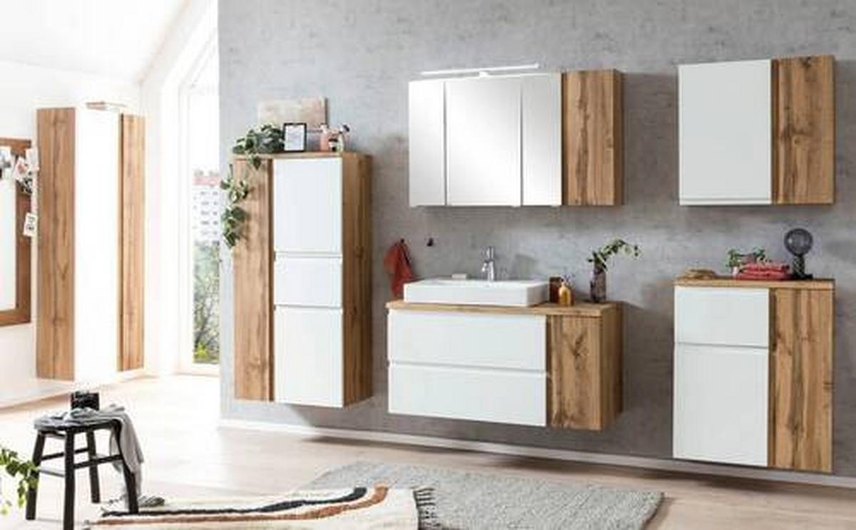 Hochschrank Varese ca. 65x180 cm Weiß/Eiche - Eiche Wotan/Weiß, MODERN, Holzwerkstoff (65/180/35cm) - Held