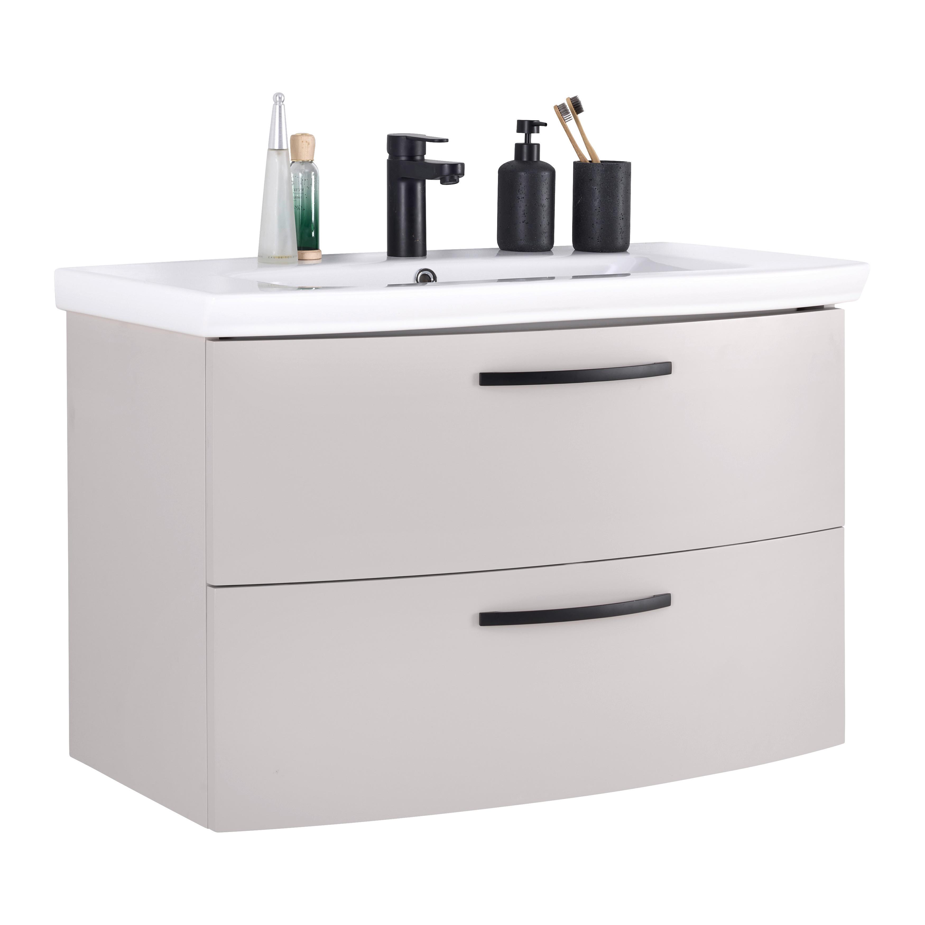 Waschtischkombi Florenz Kaschmirfarben - Schwarz/Weiß, MODERN, Keramik/Holzwerkstoff (90/60/45cm) - Mömax