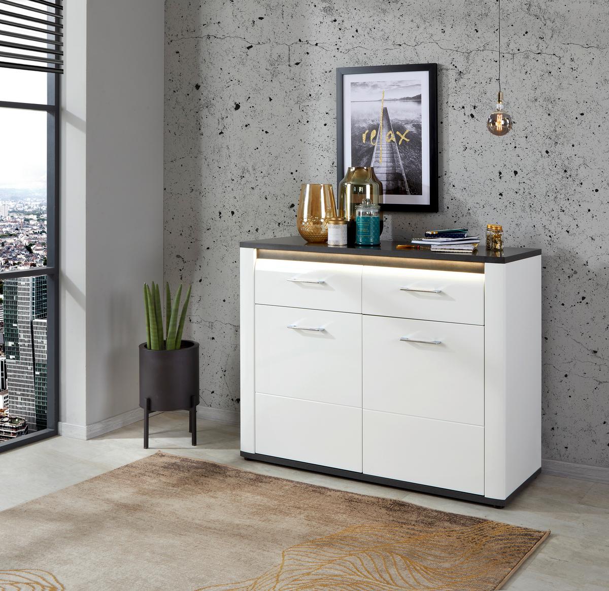 Komoda Alassio Alsk12 - barve kroma/črna, Moderno, umetna masa/leseni material (109/86,2cm) - Mömax
