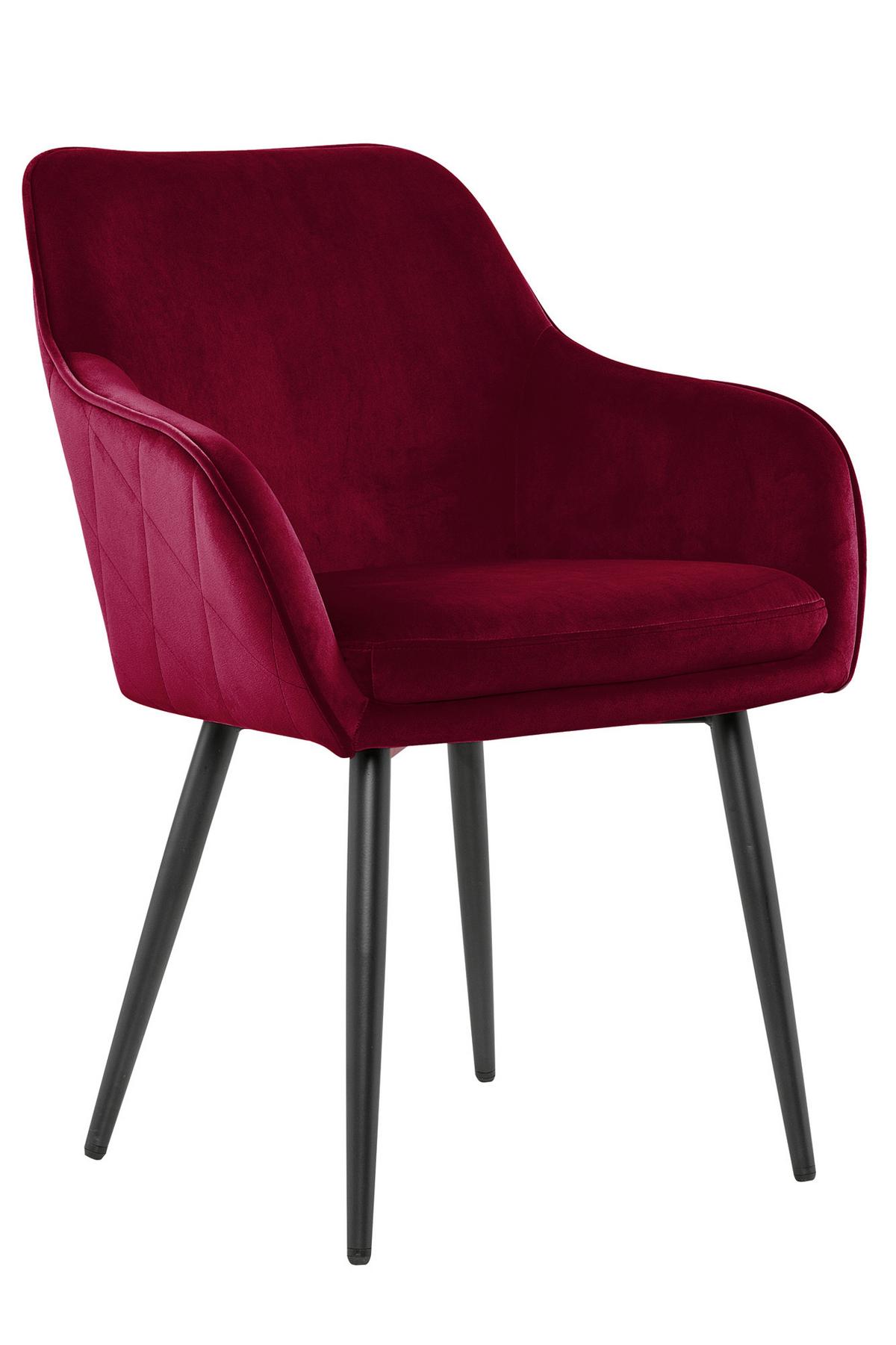 Naslanjač Samt, Rdeča - rdeča/črna, Moderno, kovina/tekstil (61/85/60cm) - Livetastic