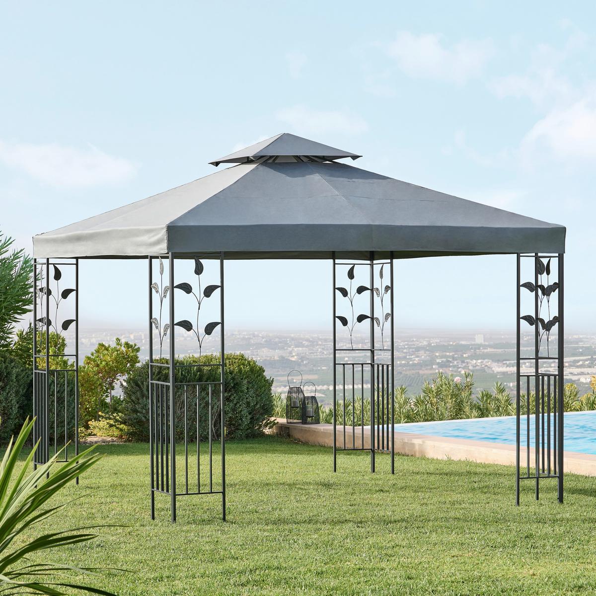 Paviljon Manila, Temno Siva - temno siva/antracit, Moderno, kovina/tekstil (297/267/297cm) - Modern Living