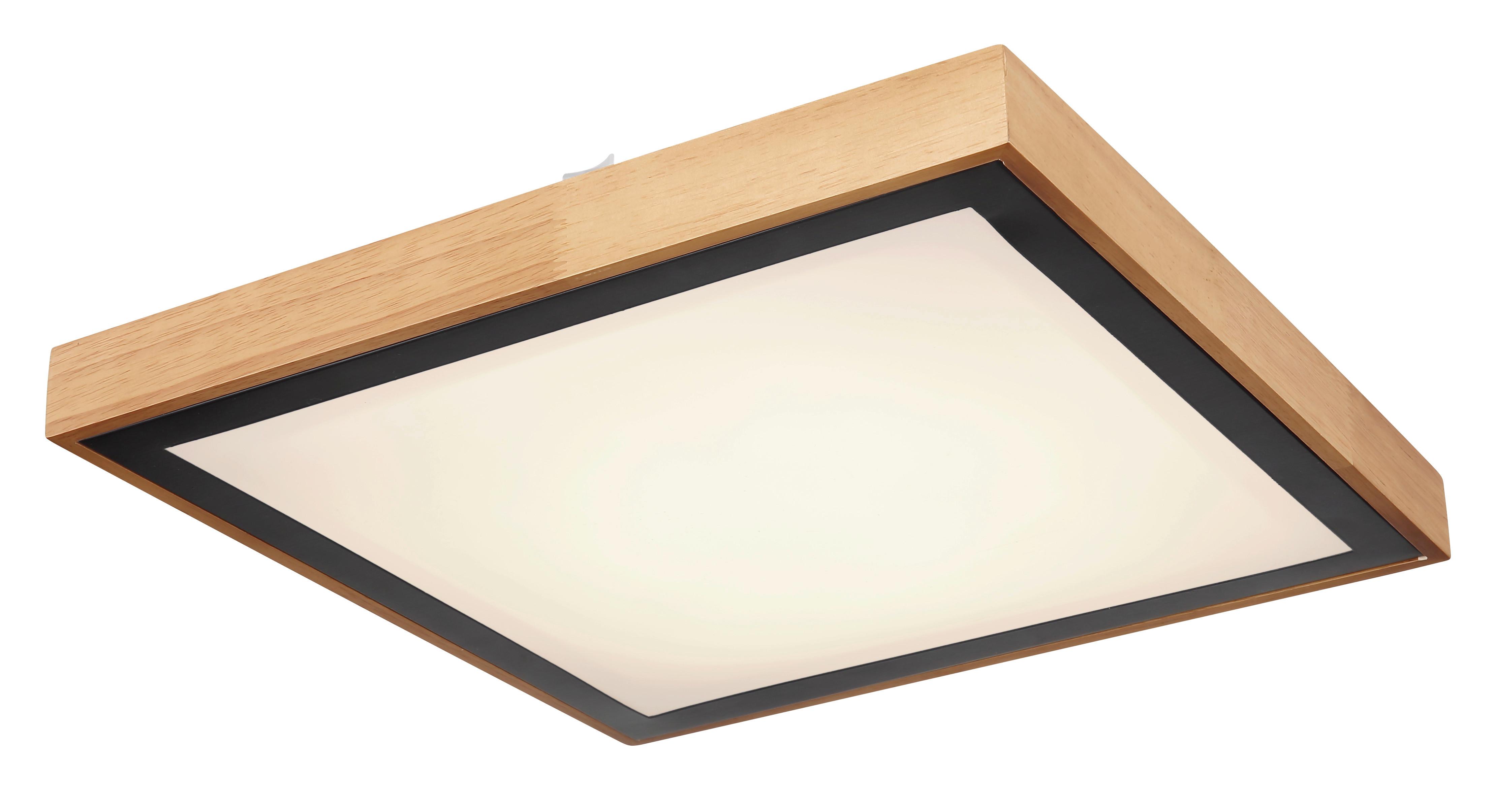 LED-DECKENLEUCHTE 41764-24Q - Weiss/Schwarz, Natur, Holz/Kunststoff (39/39/9cm) - Globo
