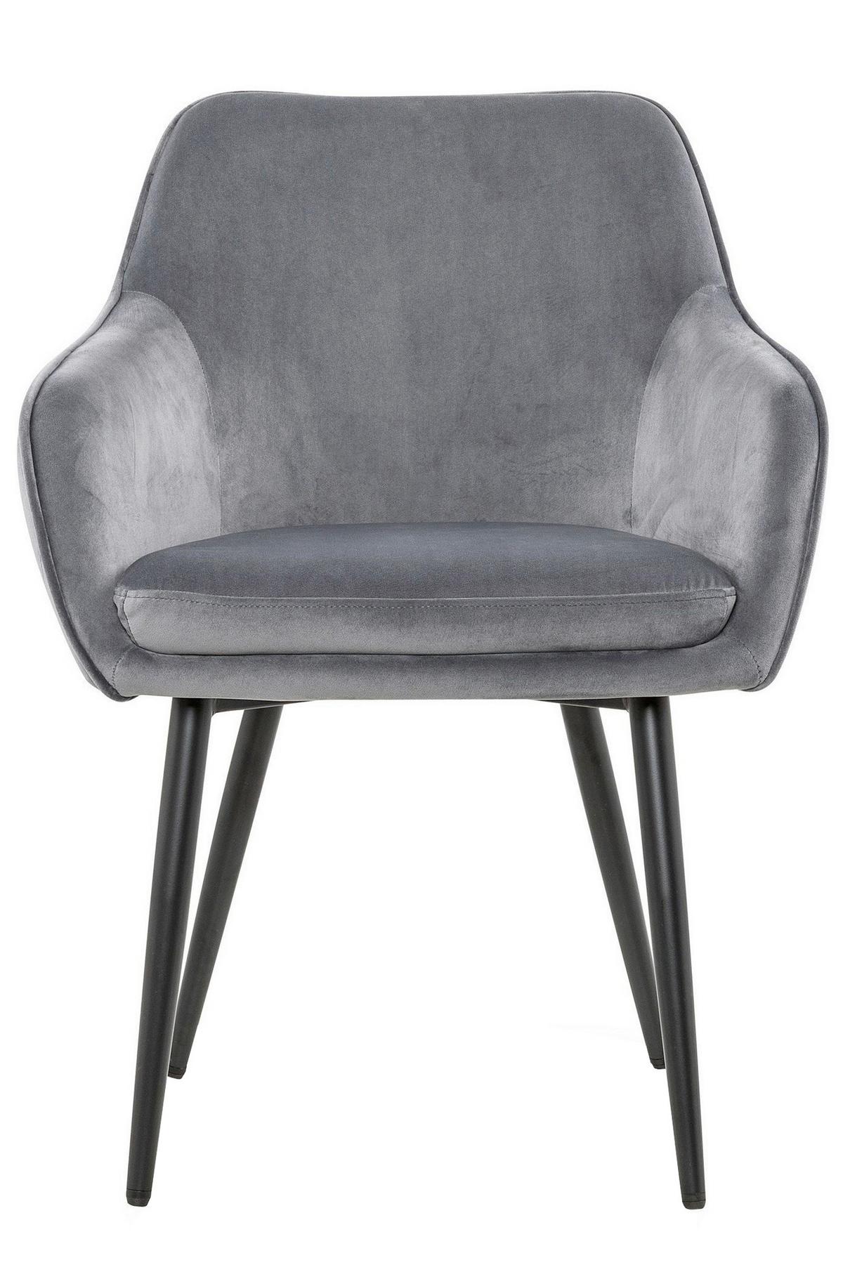 Naslanjač Samt, Siva - siva/črna, Moderno, kovina/tekstil (61/85/60cm) - Livetastic