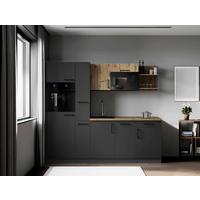 Küchenblock Oliver m. Geräten Grau - Eiche Artisan/Grau, Trend, Holzwerkstoff/Metall (235cm) - Respekta