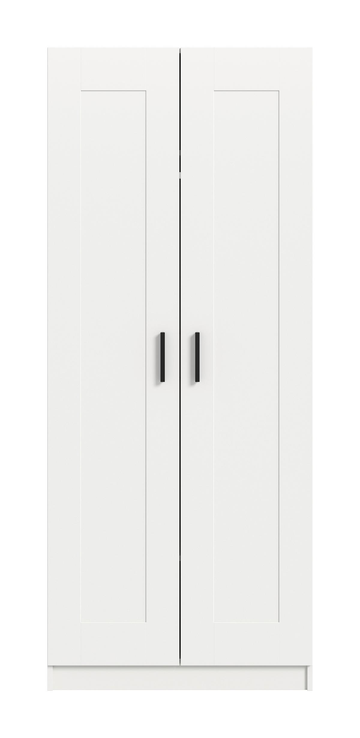 Drehtürenschrank Visby Weiß - Schwarz/Weiß, ROMANTIK / LANDHAUS, Holzwerkstoff/Kunststoff (80/195/56cm) - Livetastic