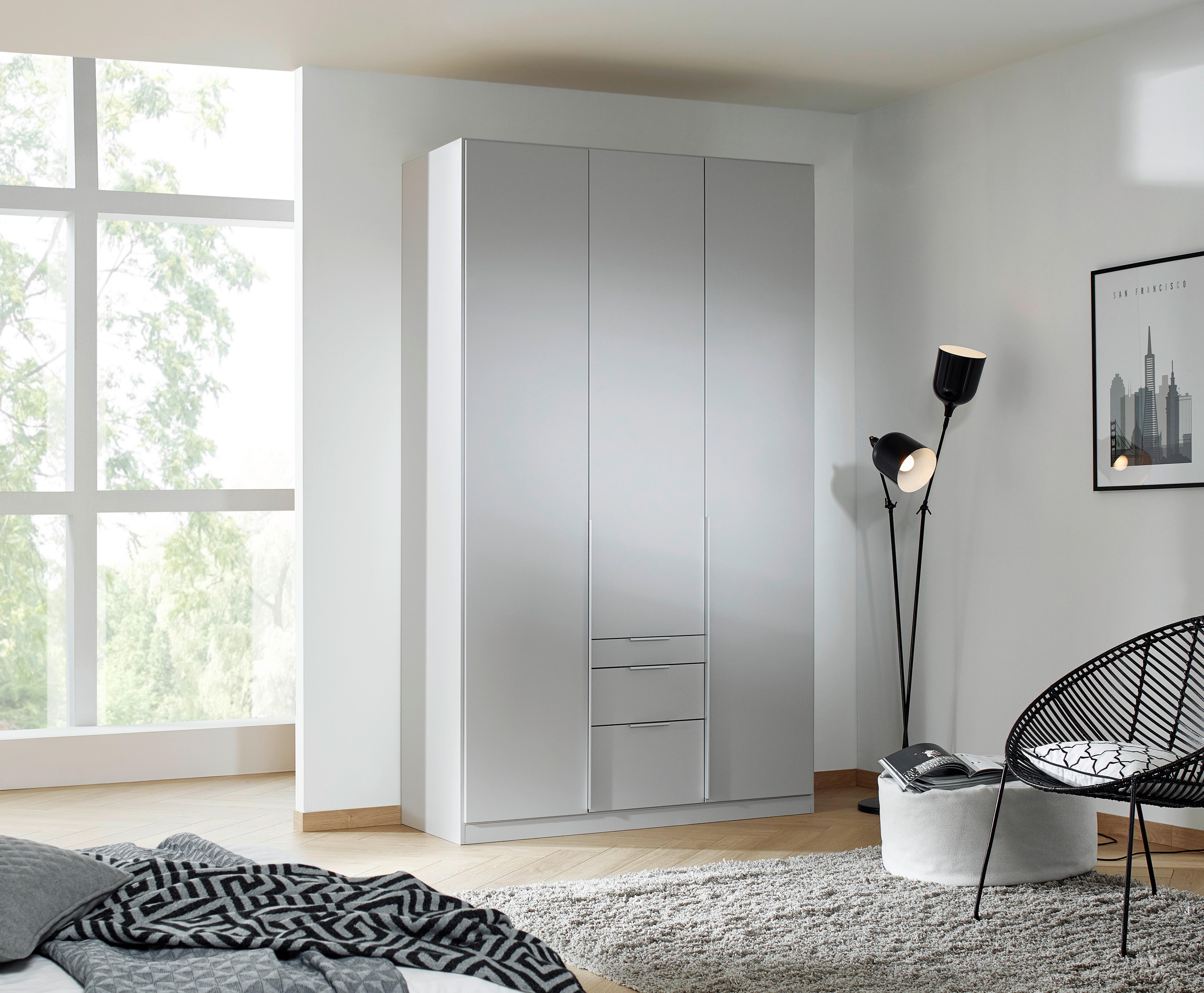 Dulap cu uși rotative ALABAMA - gri deschis, Modern, material pe bază de lemn (136/229/54cm)