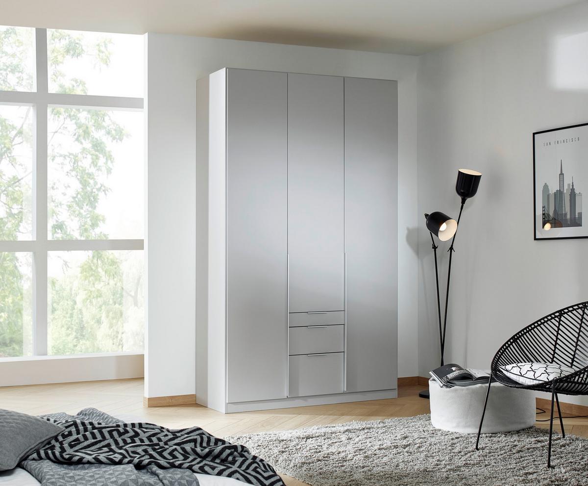 Dulap cu uși rotative ALABAMA - gri deschis, Modern, material pe bază de lemn (136/229/54cm)