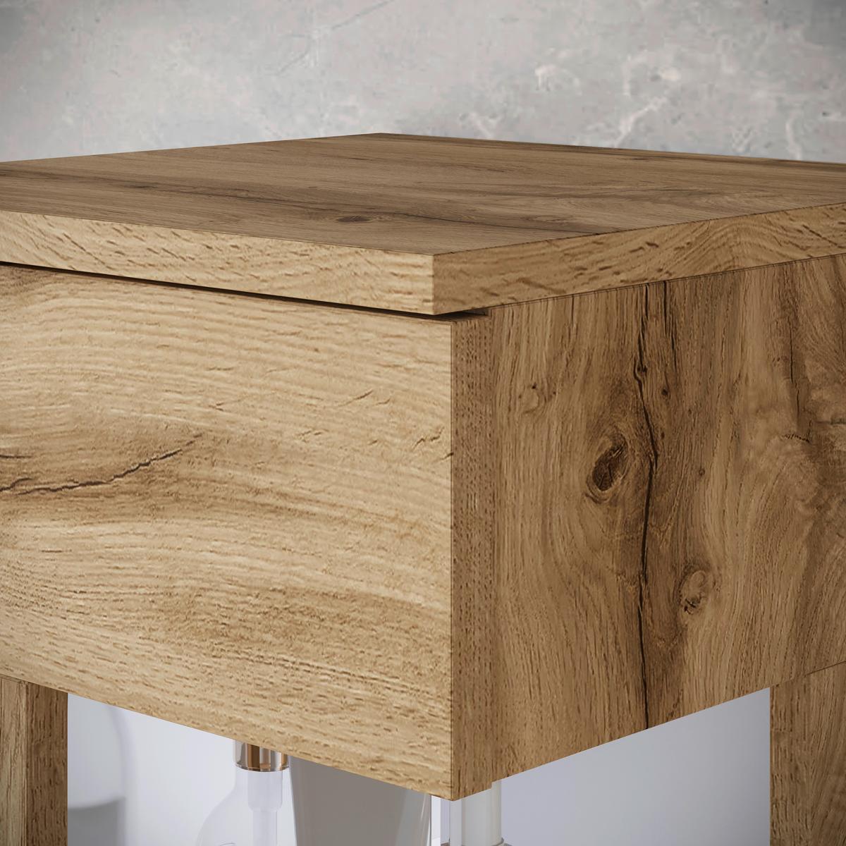 Badezimmer-Set Narobi 5-tlg. mit LED ca. 120 cm Eiche Wotan - Eiche Wotan/Weiß, Trend, Glas/Keramik (120,4cm) - P & B