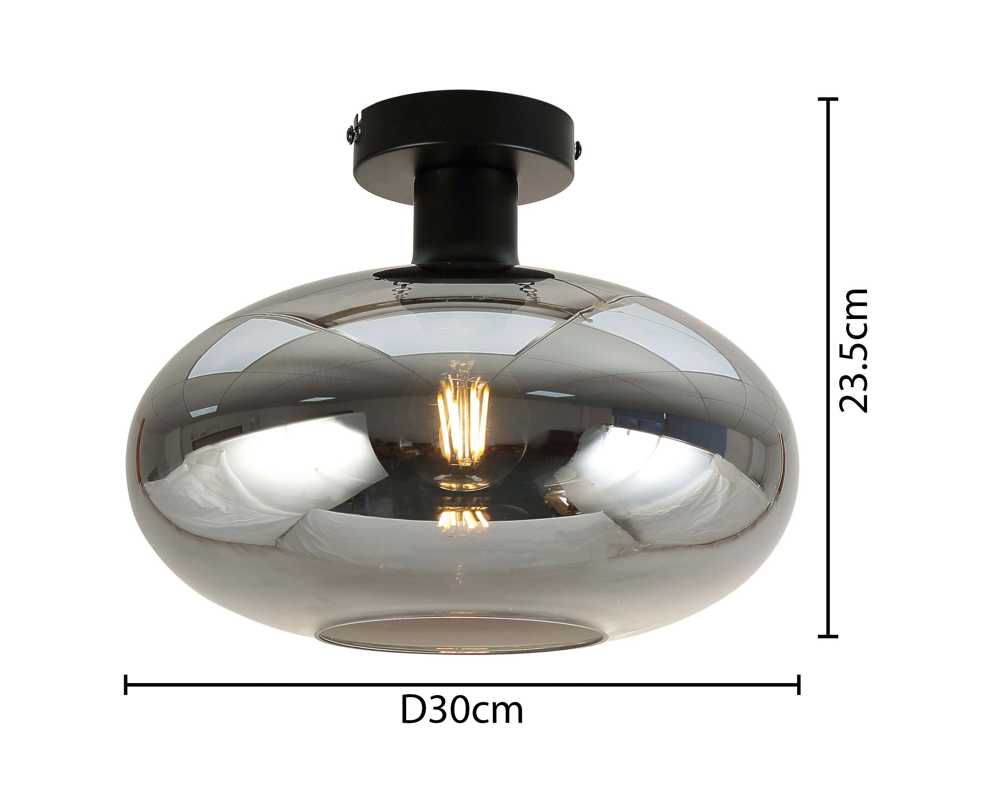 TAKLAMPA TIPO - svart, Modern, metall/glas (30/30/23,5cm) - Mömax
