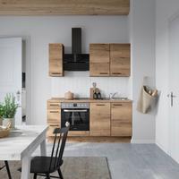 Küchenblock Structura High m. Geräten Eiche dunkel - Eiche dunkel/Schwarz, MODERN, Holzwerkstoff/Metall (180cm) - Nobilia
