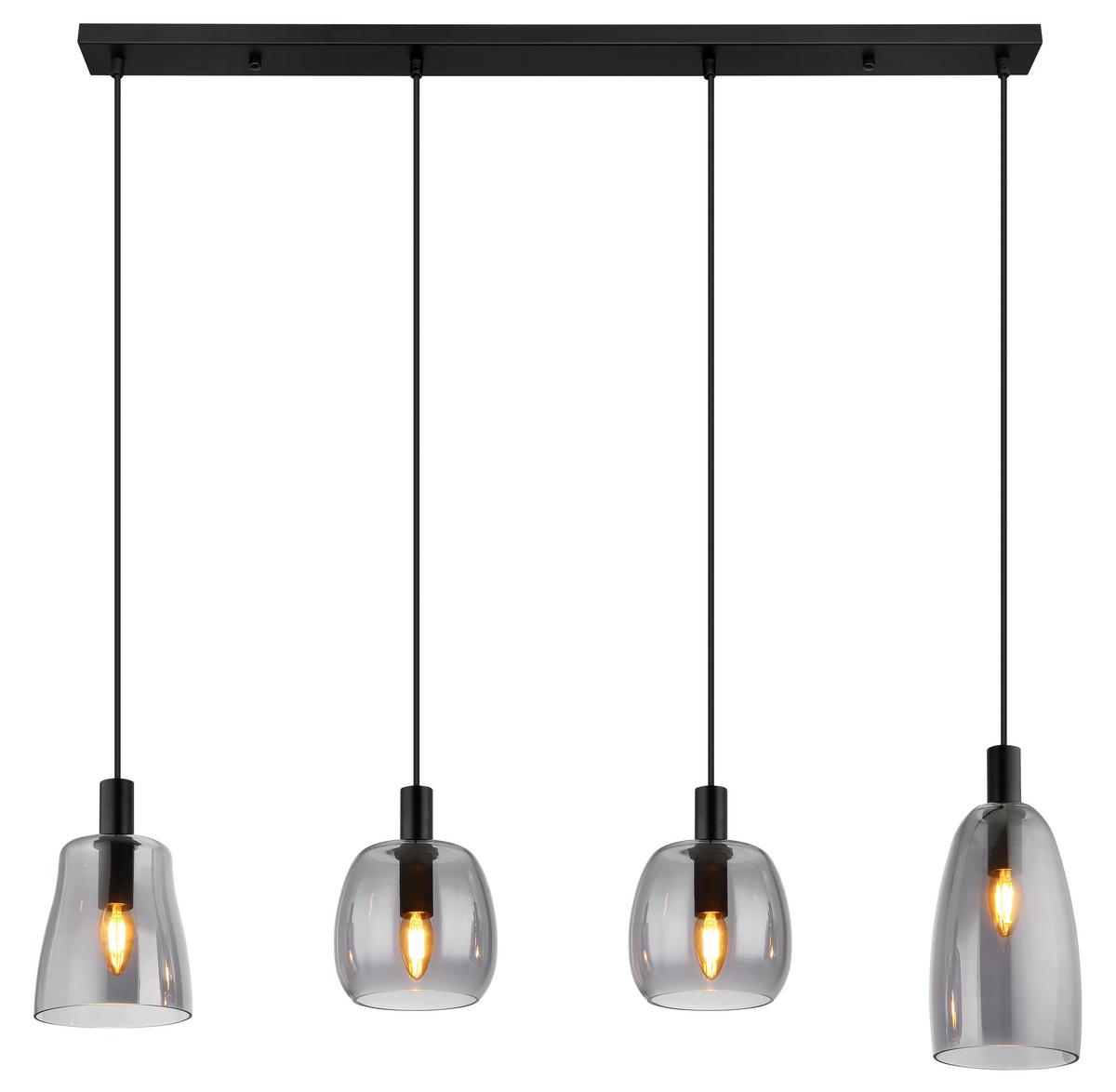 Hängeleuchte Garri max. 40 Watt - Schwarz, Design, Glas/Metall (107/16/120cm) - Globo