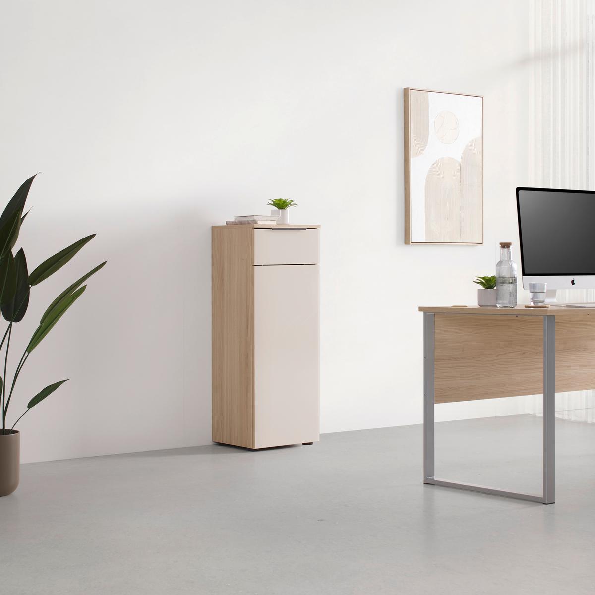 Schranksystem Siena Kaschmir/Eichefarben - Kaschmir/Chromfarben, MODERN, Holzwerkstoff/Metall (40/110/38cm) - Mömax