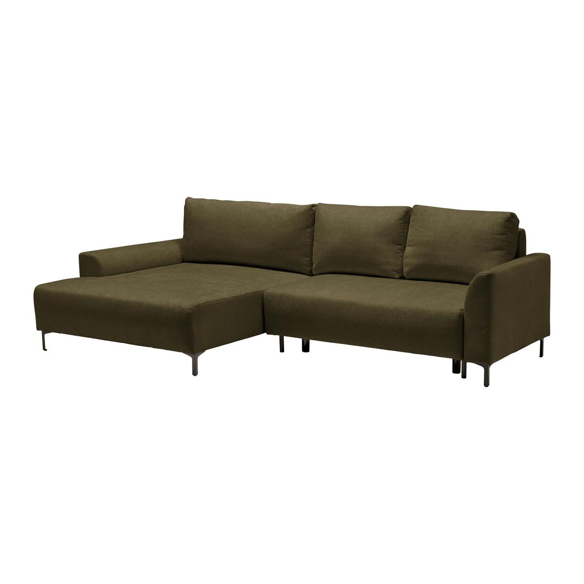 Ecksofa Integra Olivgrün - Schwarz/Olivgrün, Textil/Metall (170/81-93/294cm) - Mömax