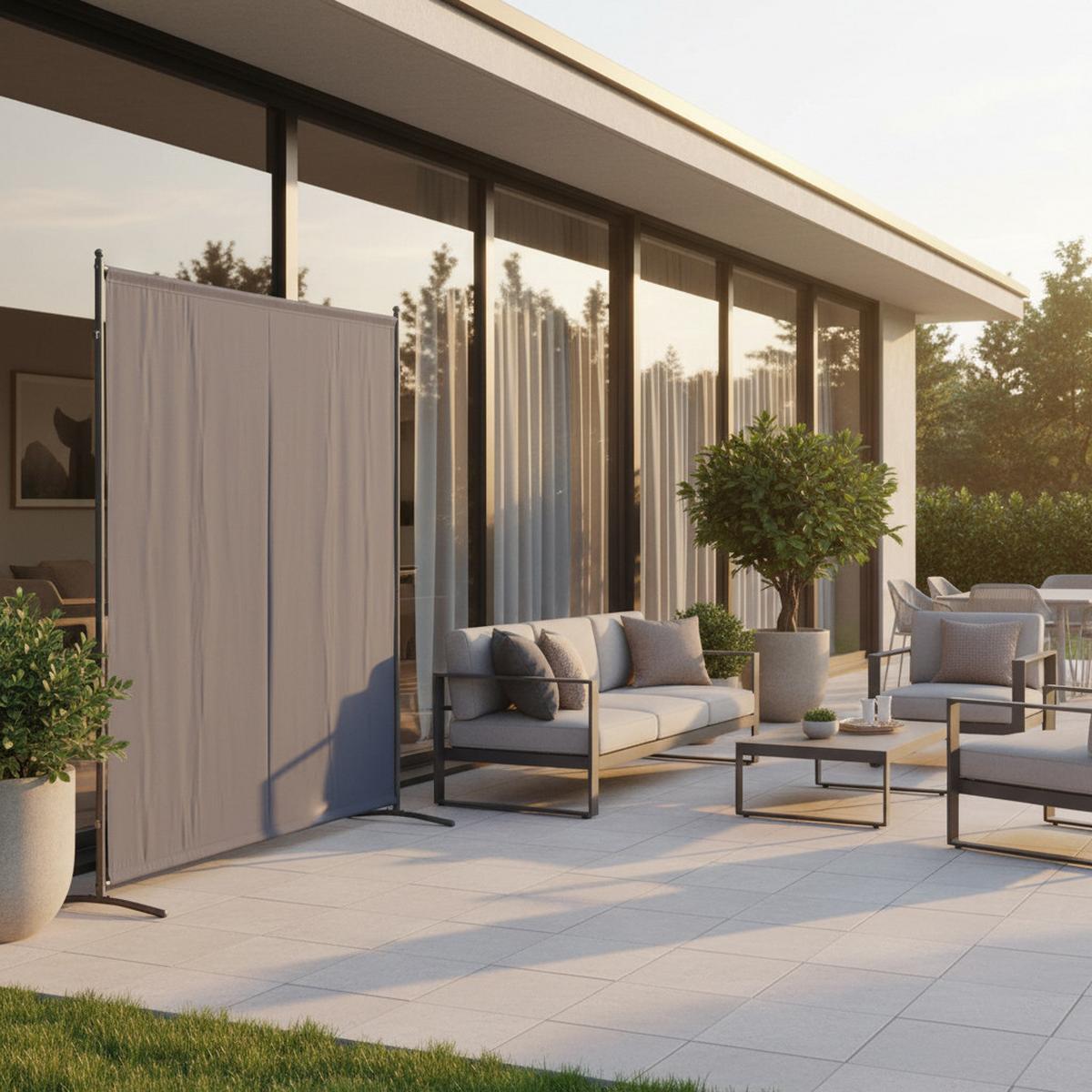 Zaščita Pred Pogledi Textil, Siva - srebrne barve/siva, Konvencionalno, kovina/tekstil (155/188/50cm) - Gardenson