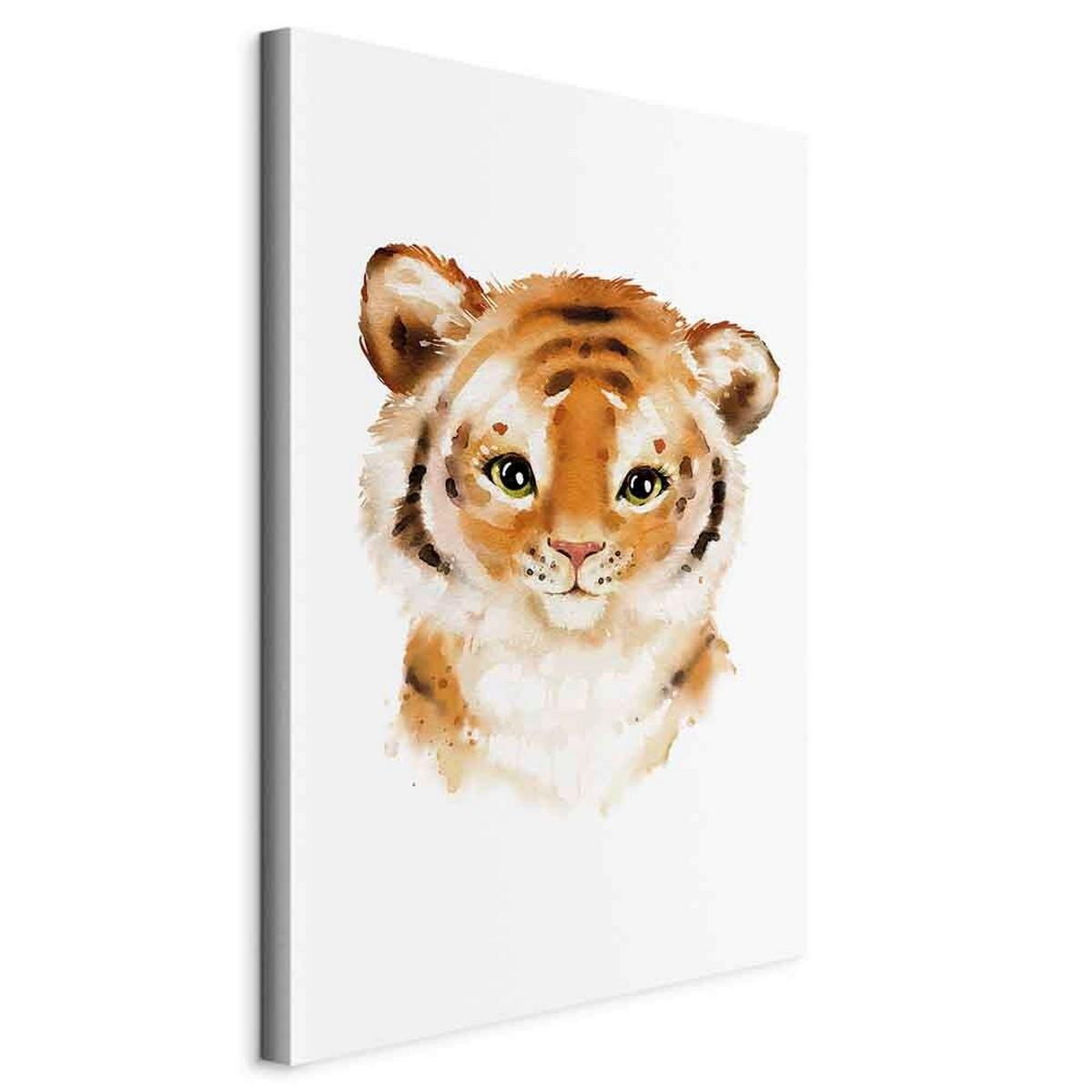 Slika Na Platnu Little Tiger - bela/oranžna, Basics, tekstil/leseni material (40/60/1.2cm) - artgeist