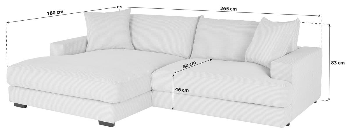 Kutna Garnitura Pelle - boje senfa/crna, Moderno, tekstil (180/265cm) - Modern Living