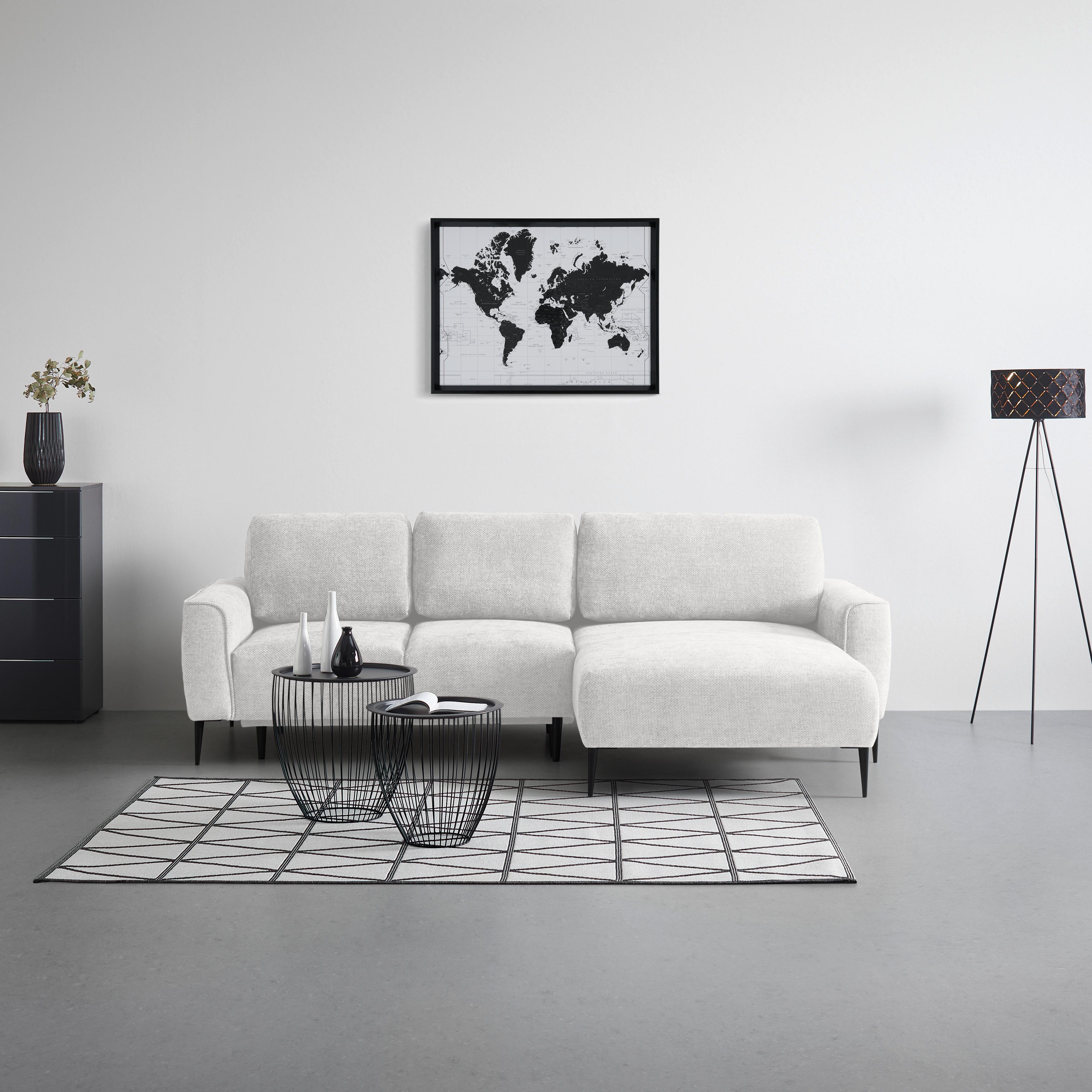 Ecksofa Custom Creme - Creme/Schwarz, MODERN, Textil/Metall (255/85/164cm) - Mömax