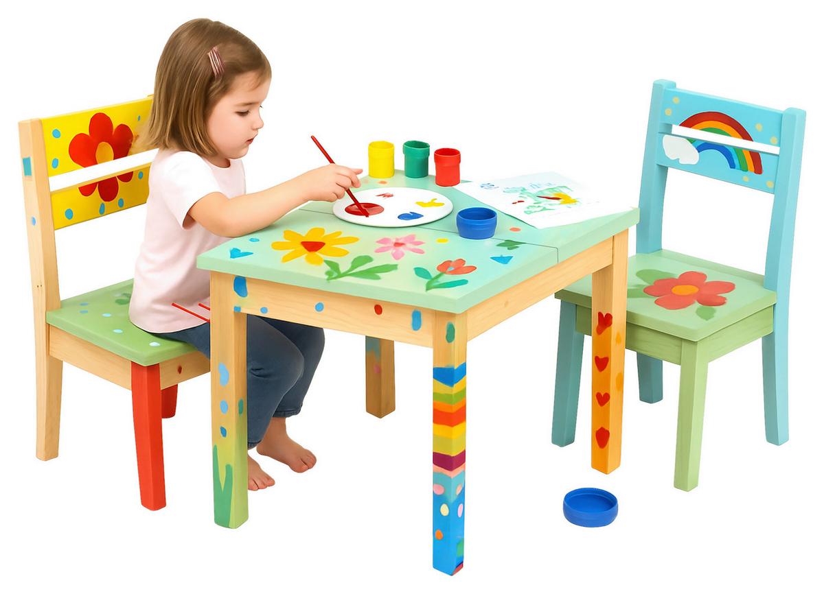 Kindersitzgruppe aus Kiefer Massiv - Kieferfarben, KONVENTIONELL, Holz (65/50/50cm) - Mömax