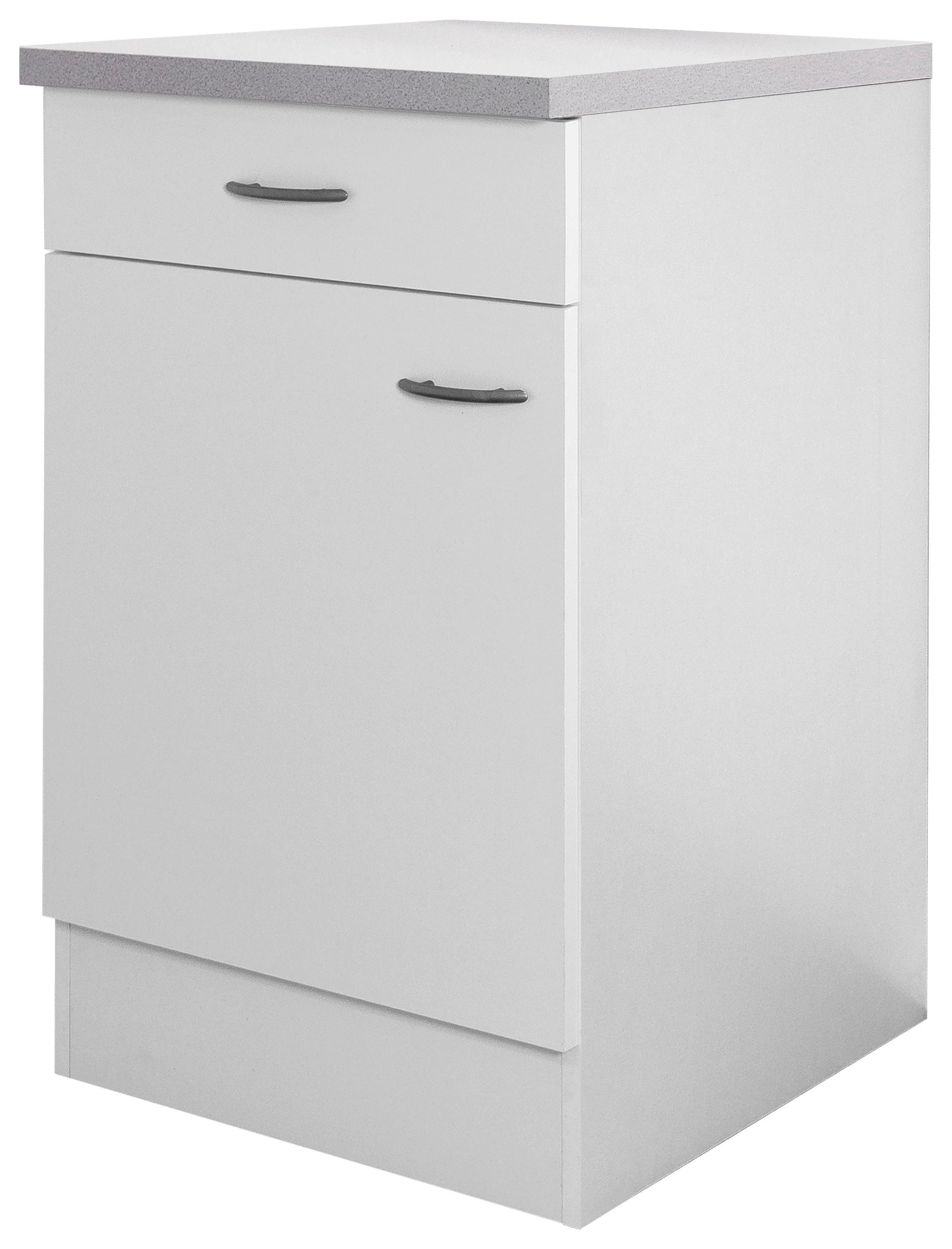 Küchenunterschrank "Wito" , Weiß - Edelstahlfarben/Hellgrau, Holzwerkstoff/Kunststoff (50/85/60cm) - FlexWell