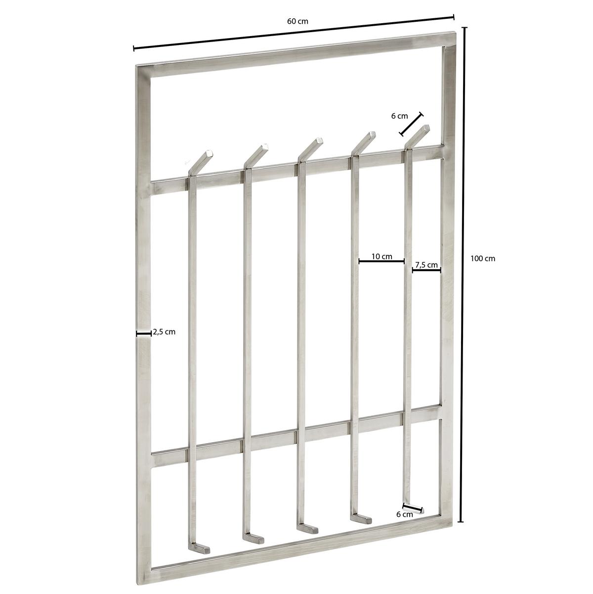 Wandgarderobe ca. 60x100x7,50 cm Silberfarben - Silberfarben, MODERN, Metall (60/100/7,5cm) - MID.YOU