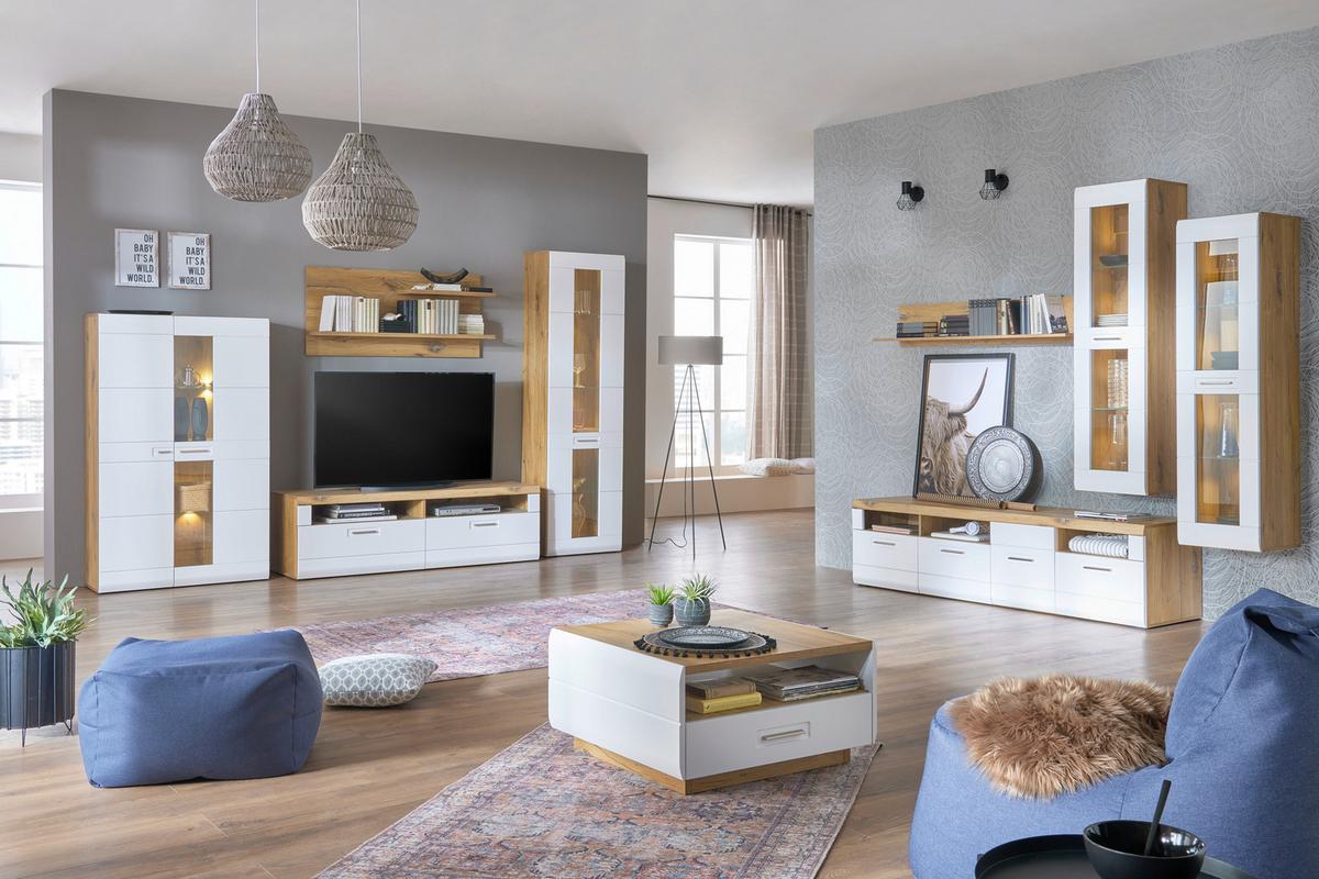 Vitrina Auris - bijela, Moderno, staklo/drvni materijal (60/204,2/37,1cm) - Modern Living