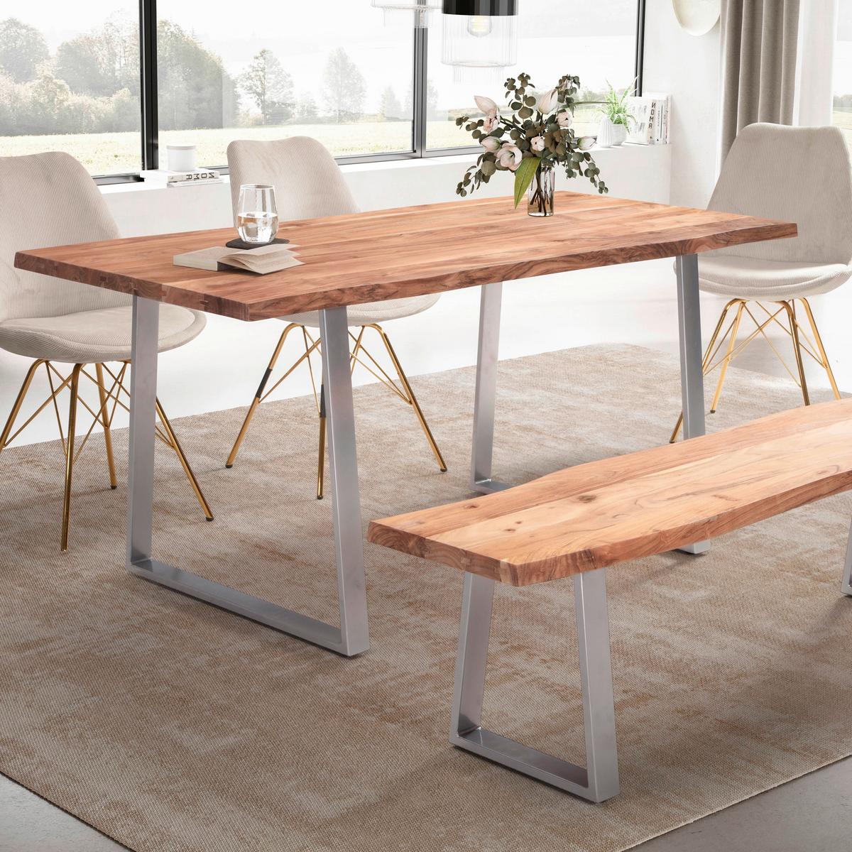 Set Naslanjačev Cara - zlate barve/bež, Moderno, kovina/tekstil (48/85/58cm) - MID.YOU