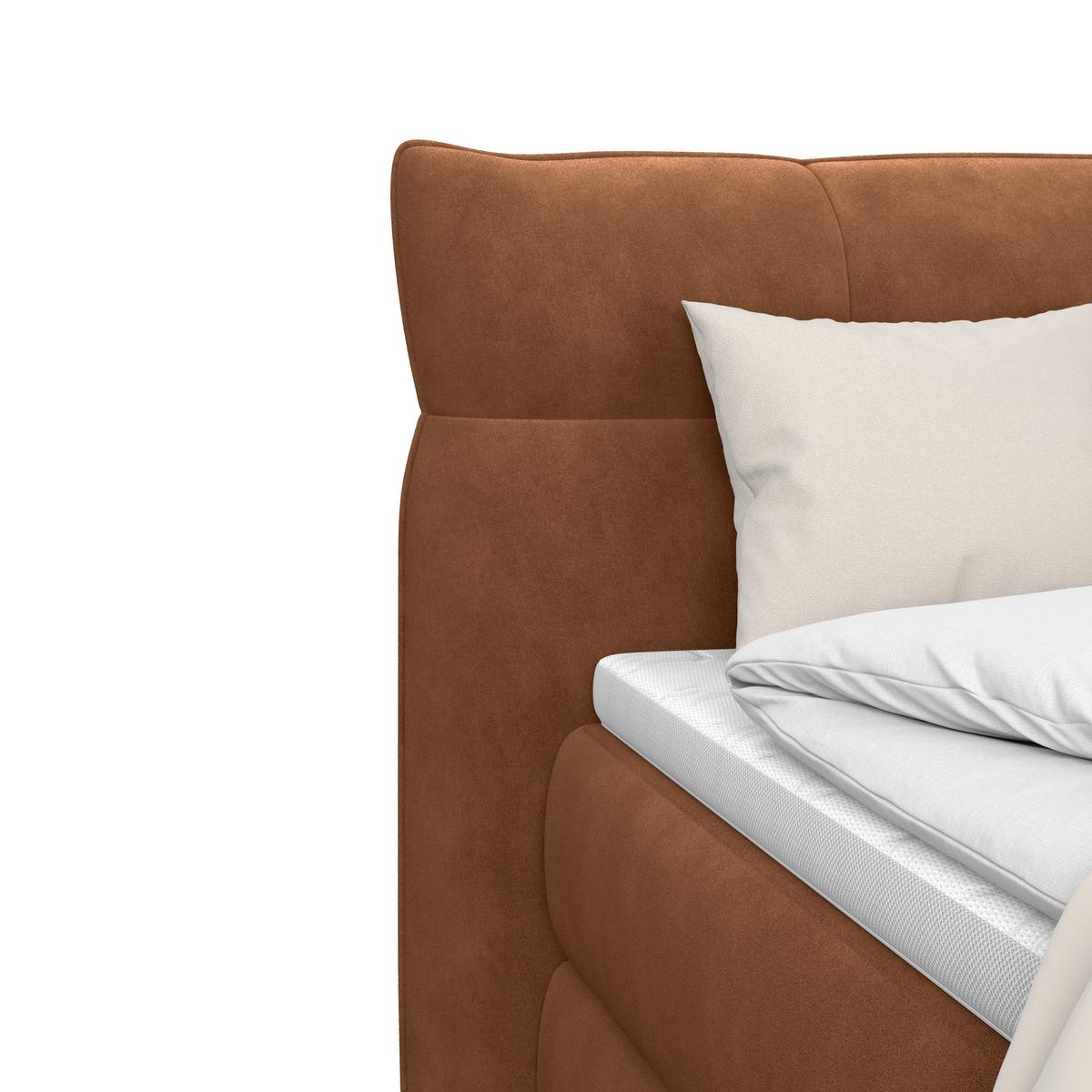 Boxspring Krevet Carmelo - bakrene boje/crna, Trend, tekstil/plastika (140/200cm) - Premium Living