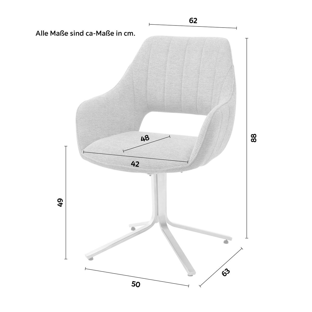 chaise accoudoirs in Grau - gris/couleur inox, Lifestyle, métal/textile (62/88/63cm) - Premium Living