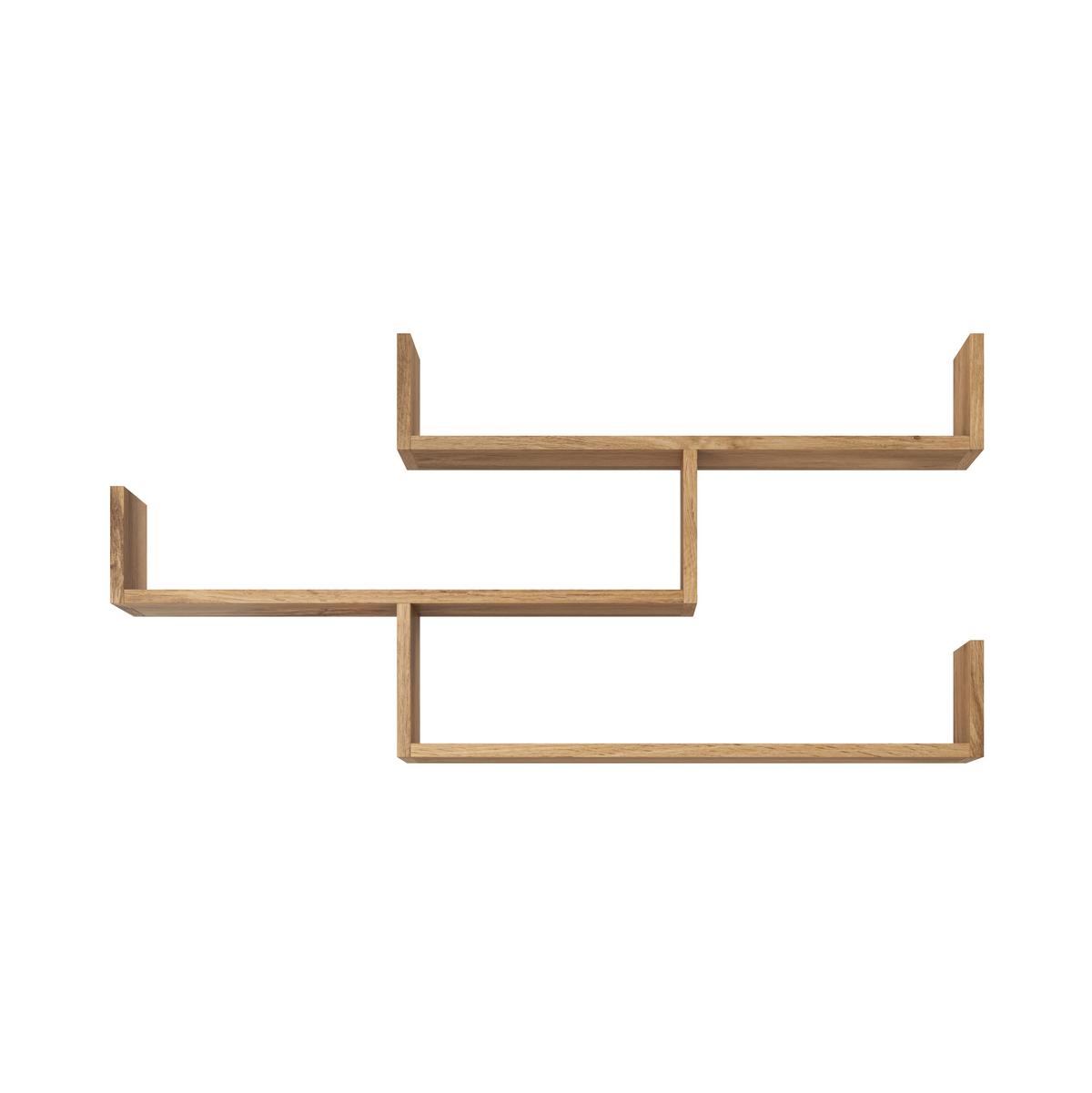 Stenski Regal Trio, Barva Hrasta - hrast wotan, Basics, leseni material (119,1/55/18cm) - P & B