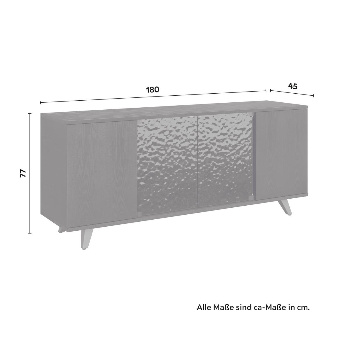 Sideboard Zelia Holz/Glas Schwarz - Schwarz, MODERN, Glas/Holz (180/77/45cm) - Bessagi Home