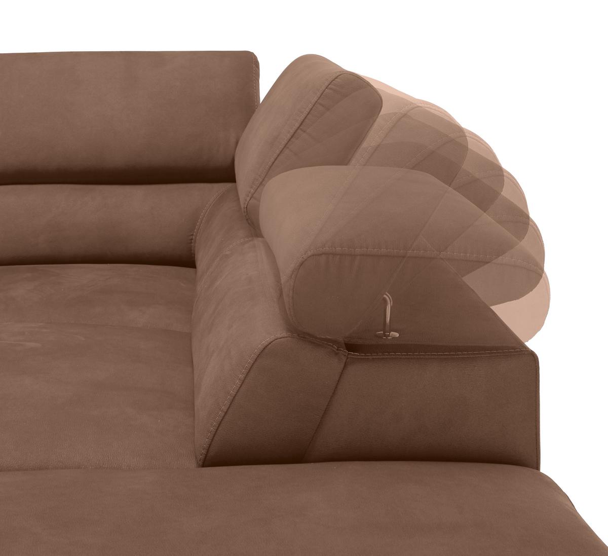 Wohnlandschaft Carmen in Braun mit Bettfunktion - Chromfarben/Braun, KONVENTIONELL, Holz/Textil (292/93/226cm) - Based