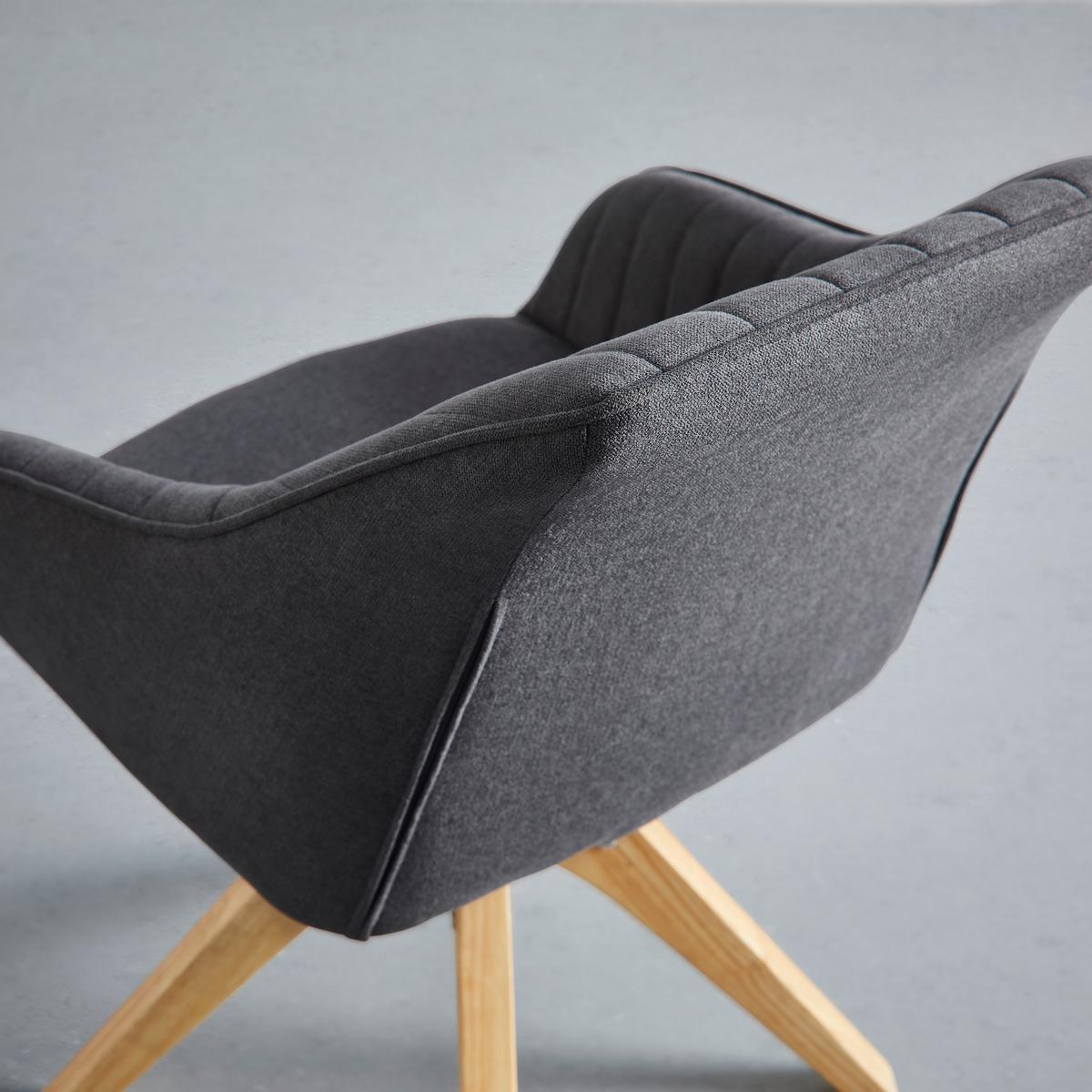 Armlehnstuhl Leonie Grau Webstoff Drehbar Gepolstert - Eichefarben/Grau, MODERN, Holz/Textil (60/84/61cm) - Bessagi Home