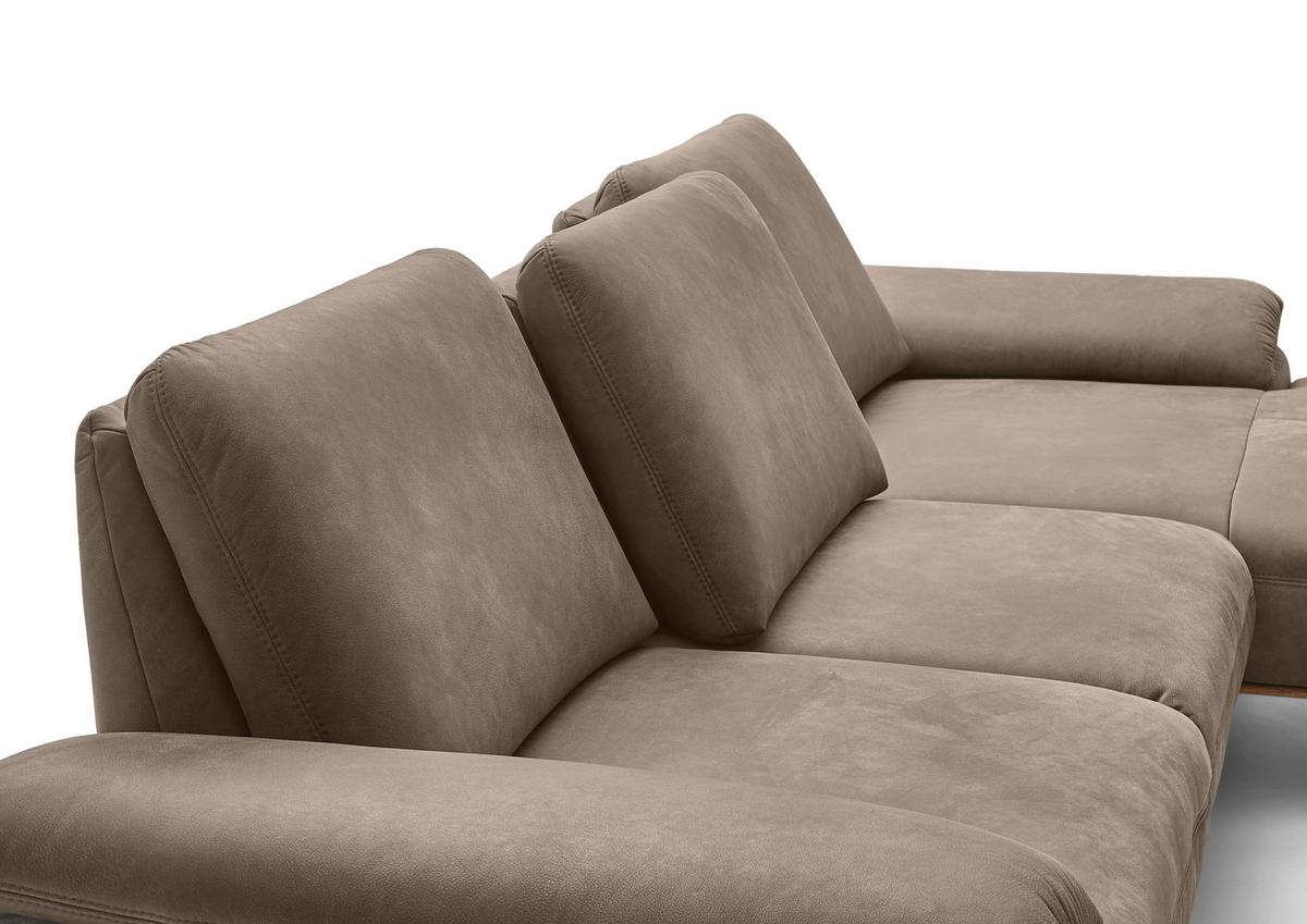 Wohnlandschaft Erling Alufarben - Beige/Alufarben, MODERN, Leder/Metall (322/89/187cm) - Premium Living