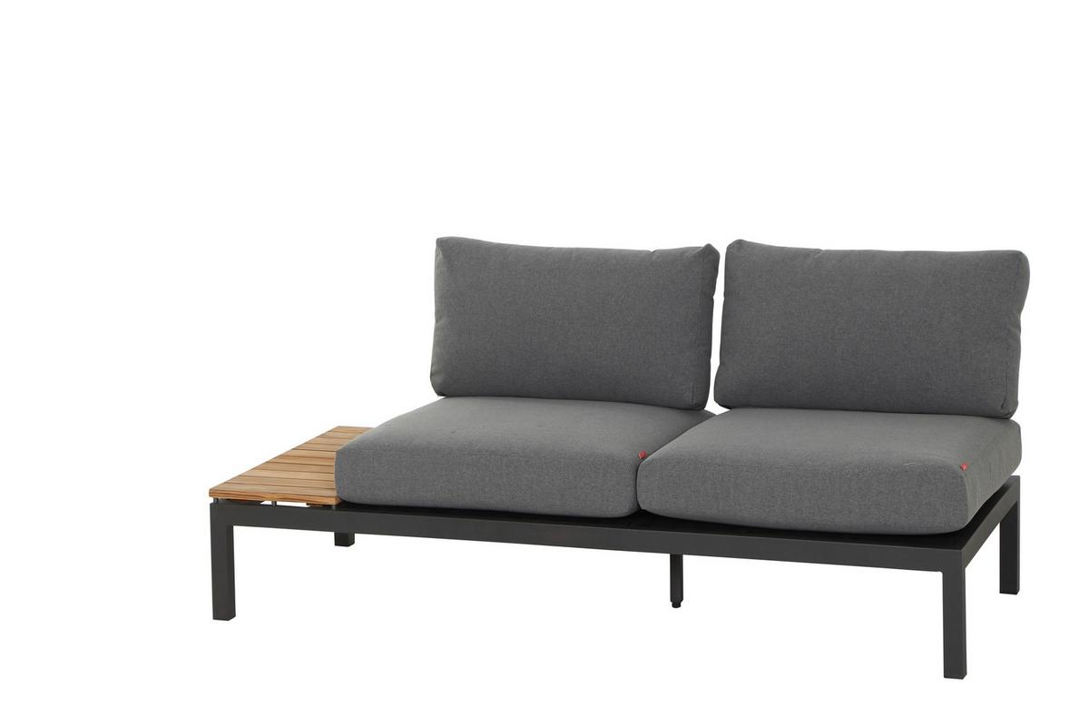 Modul-Loungegarnitur 4-tlg. Grau Teakholz - Anthrazit/Grau, KONVENTIONELL, Holz/Textil (252/84/252cm) - Siena Garden