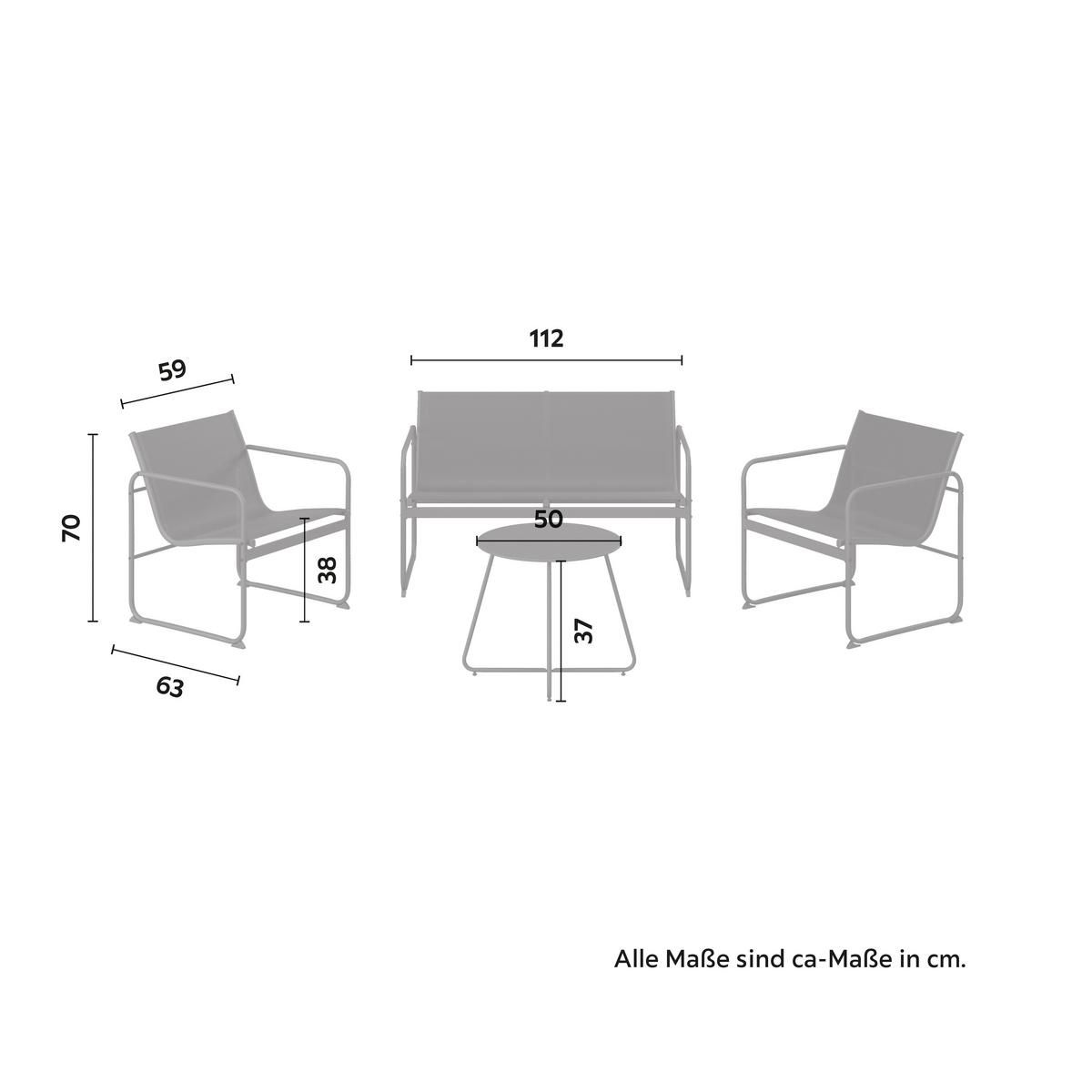 Kerti Garnitúra Koni - fekete/antracit, Modern, textil/fém - Mömax