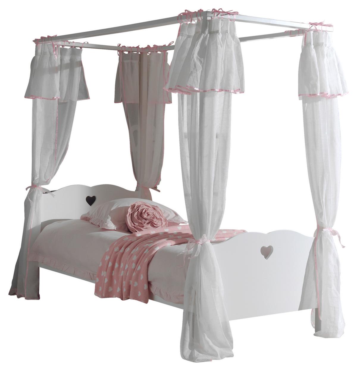 Himmelbett 90x200 Amori, Weiß - Weiß, KONVENTIONELL, Holzwerkstoff/Textil (90/200cm) - Vipack