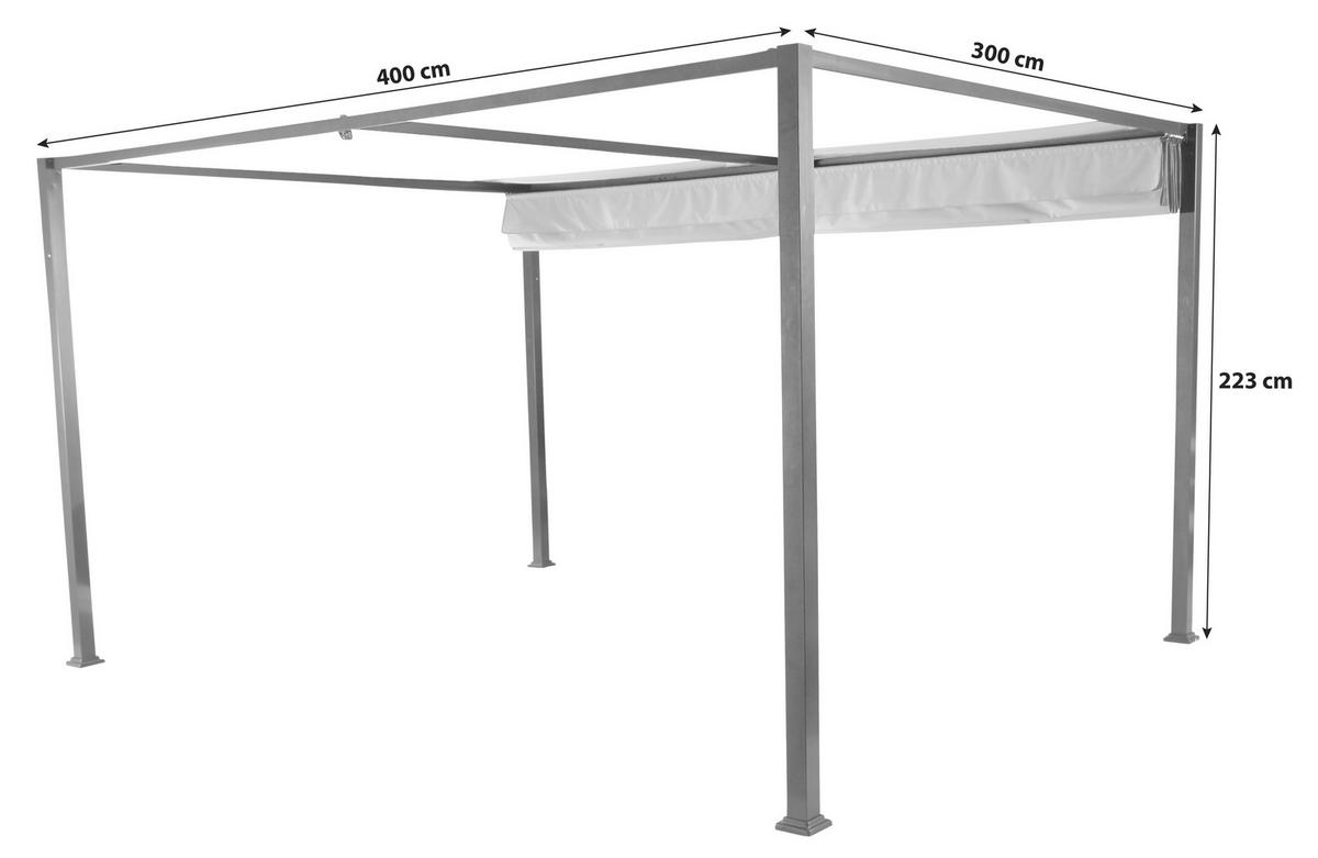 Pavillon Sky 400x300 cm wetterfest - Hellgrau, KONVENTIONELL, Textil (400/223/300cm) - Siena Garden