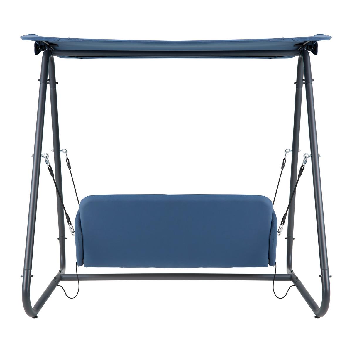 Hollywoodschaukel Ilva Blu Blau Outdoorstoff/Metall - Blau/Dunkelgrau, MODERN, Textil/Metall (178/175/142cm) - Bessagi Garden