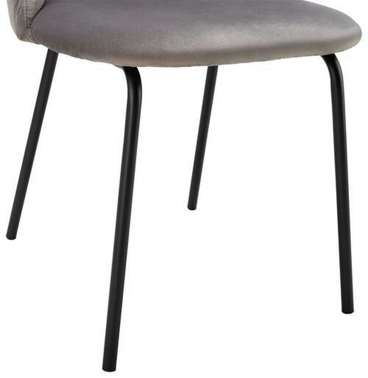 Stol Selina, Siva, Žamet - siva/črna, Moderno, kovina/tekstil (48,5/78/54cm) - Bessagi Home