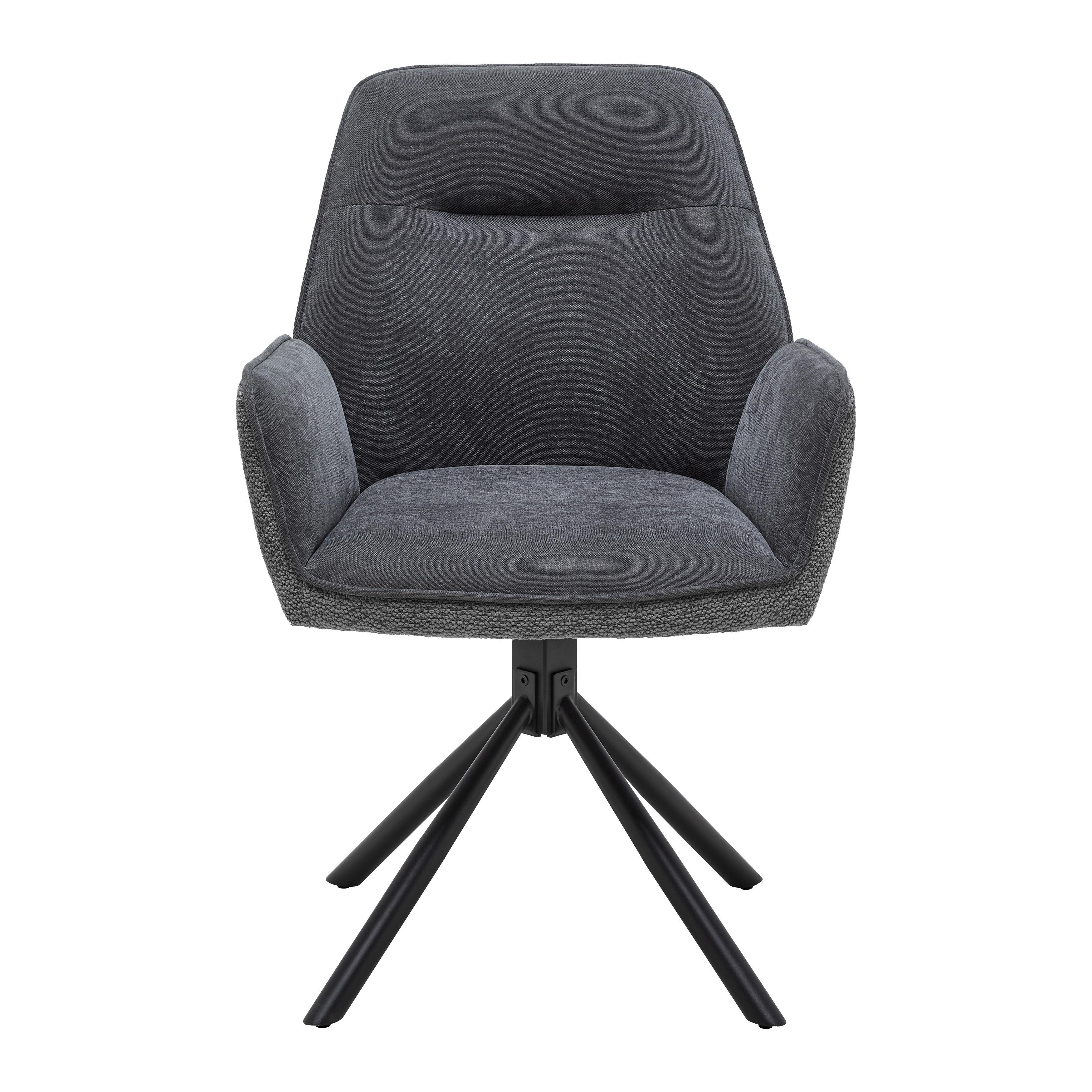 STOL MED ARMSTÖD QUEENS - svart/antracit, Design, metall/textil (60/89/64cm) - Mömax