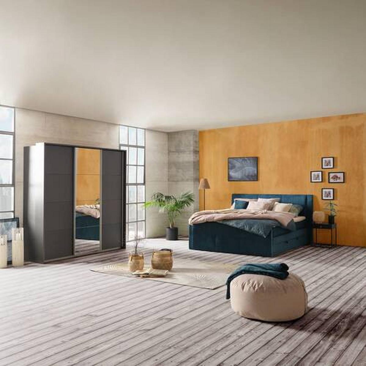 Omara Z Drsnimi Vrati Miami, Temno Siva - siva/barve aluminija, Moderno, kovina/leseni material (203/210/62cm) - Modern Living