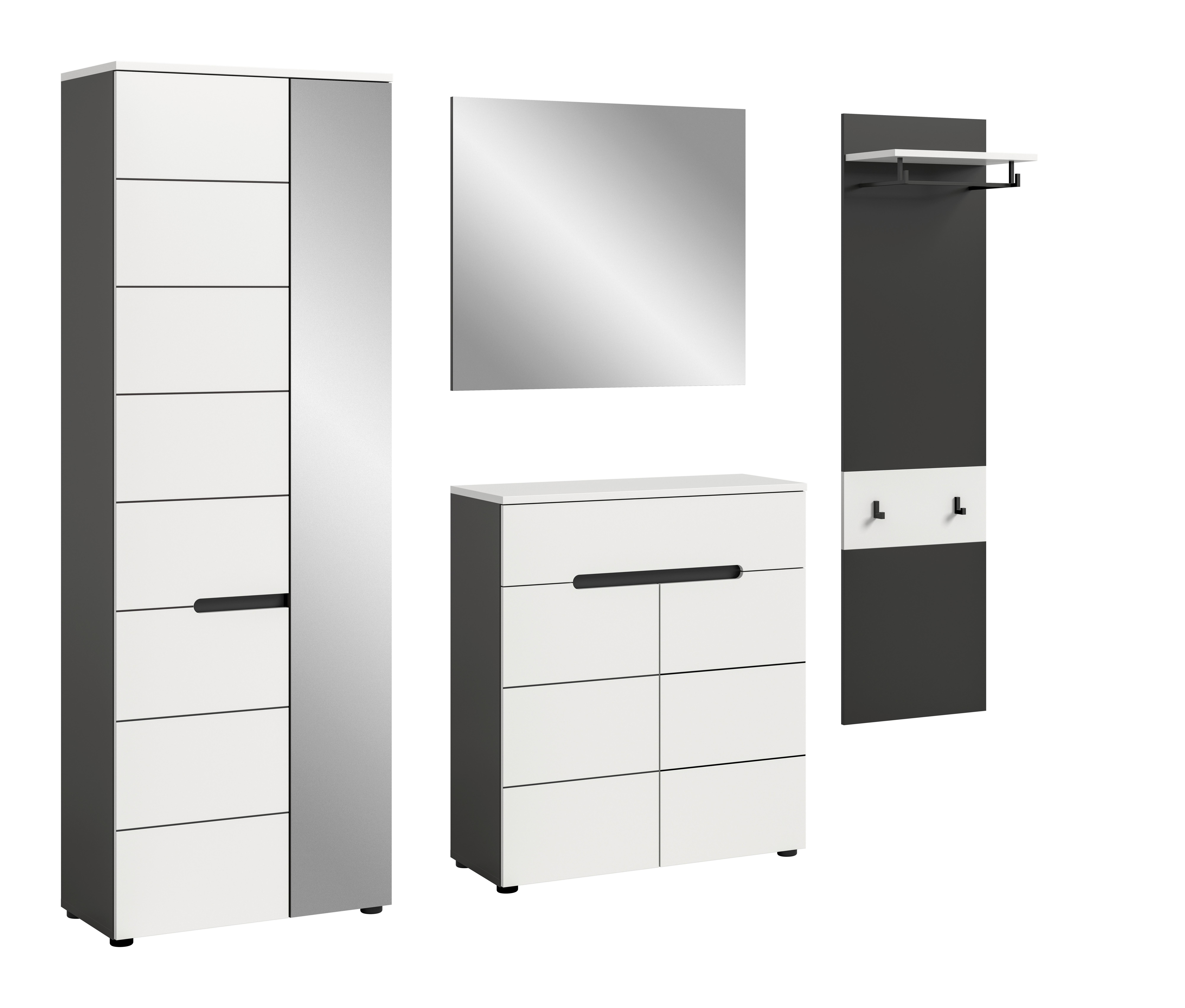 Predsoba Canu, Bela, Siva, 4-Delna - bela, Design, leseni material (220/190/37cm) - Livetastic