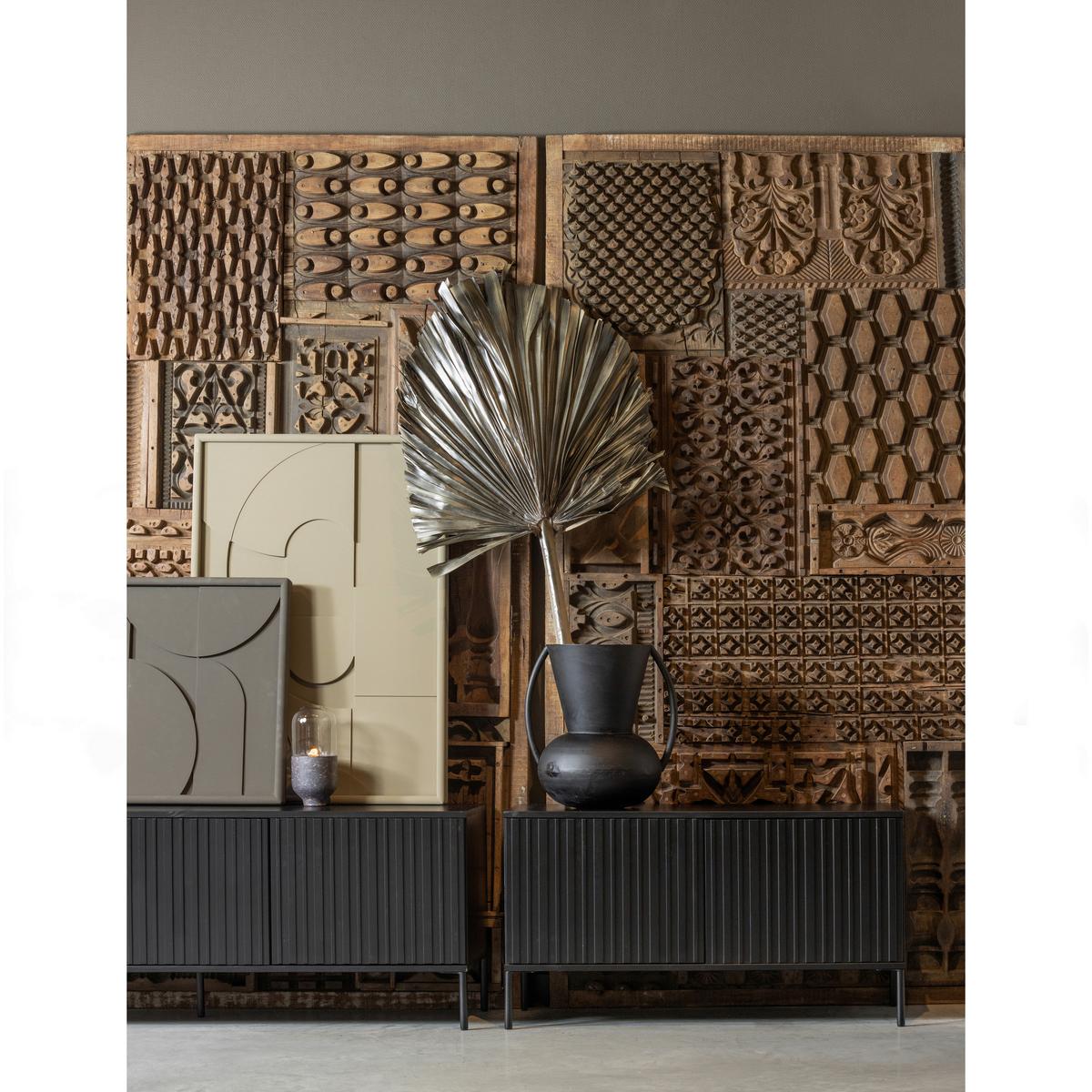 Lowboard Gravure Schwarz B: 100cm - Schwarz, Design, Holz/Metall (100/56/44cm) - Livetastic